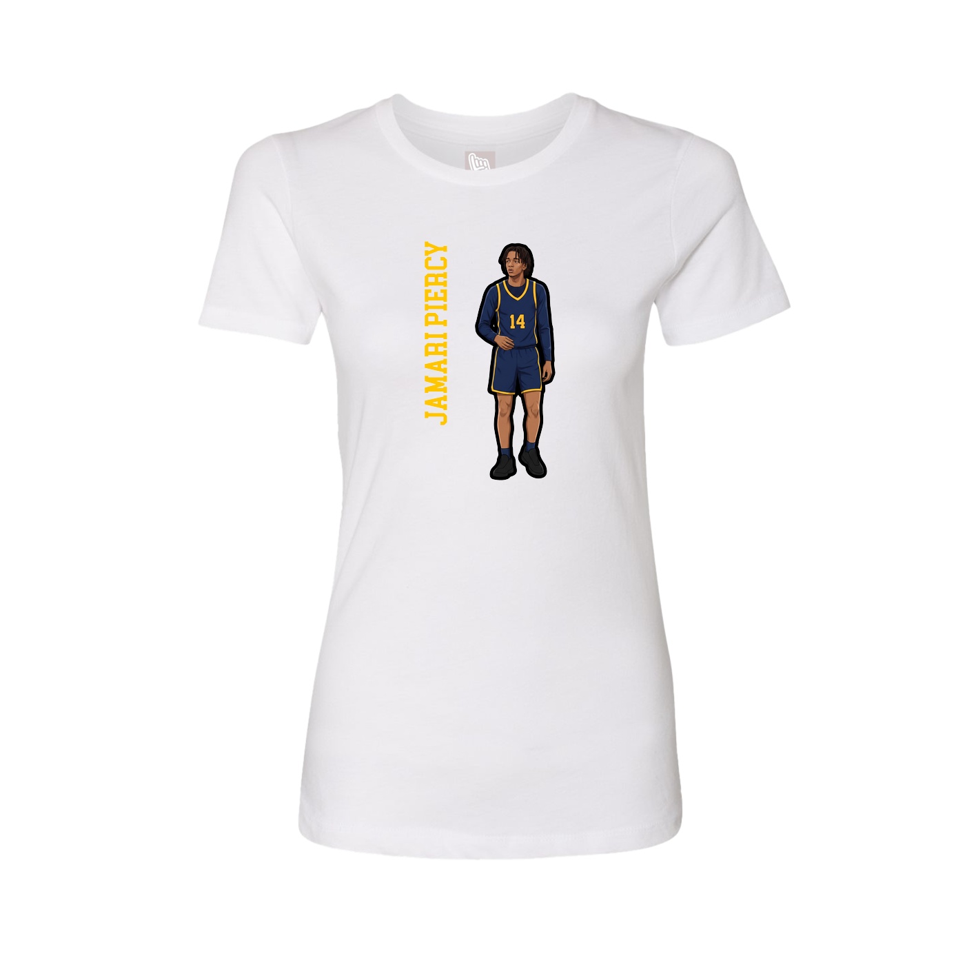 Fitted Women's Tee — Name Vertical in White