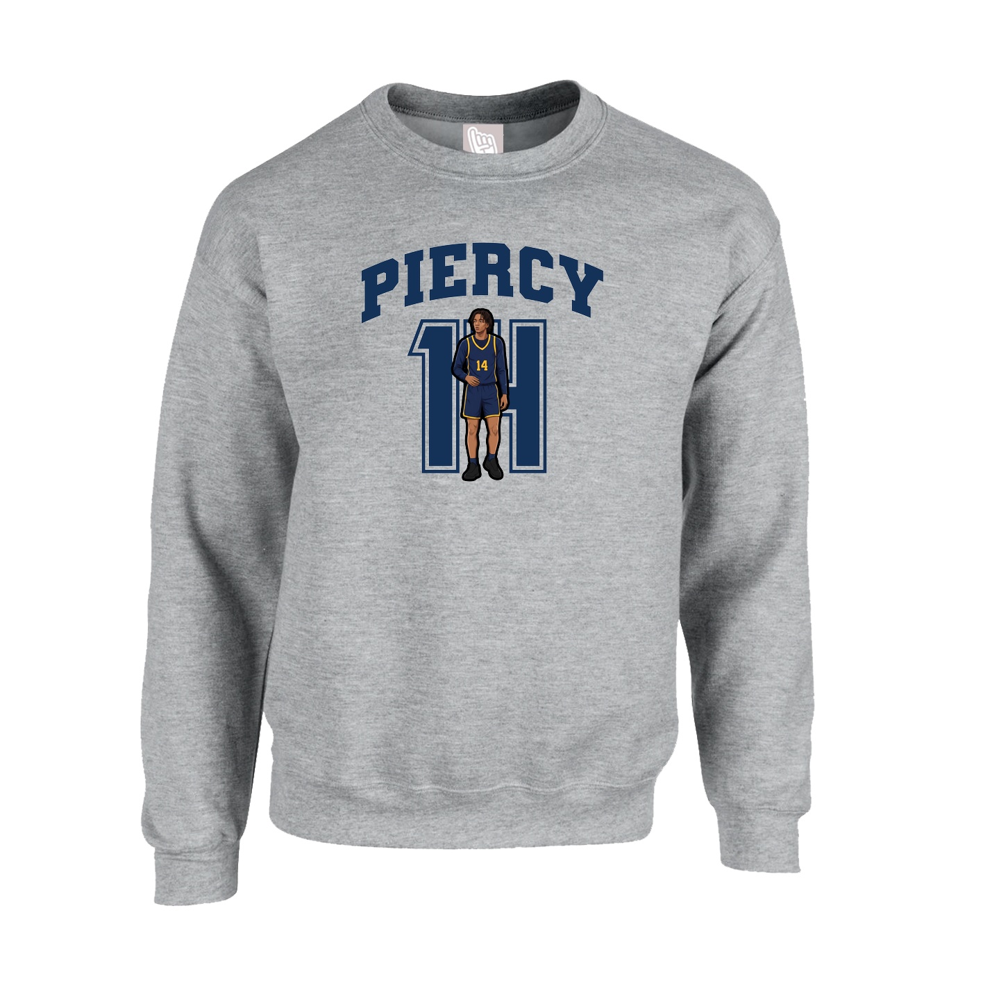 Fleece Crew — Number in Grey