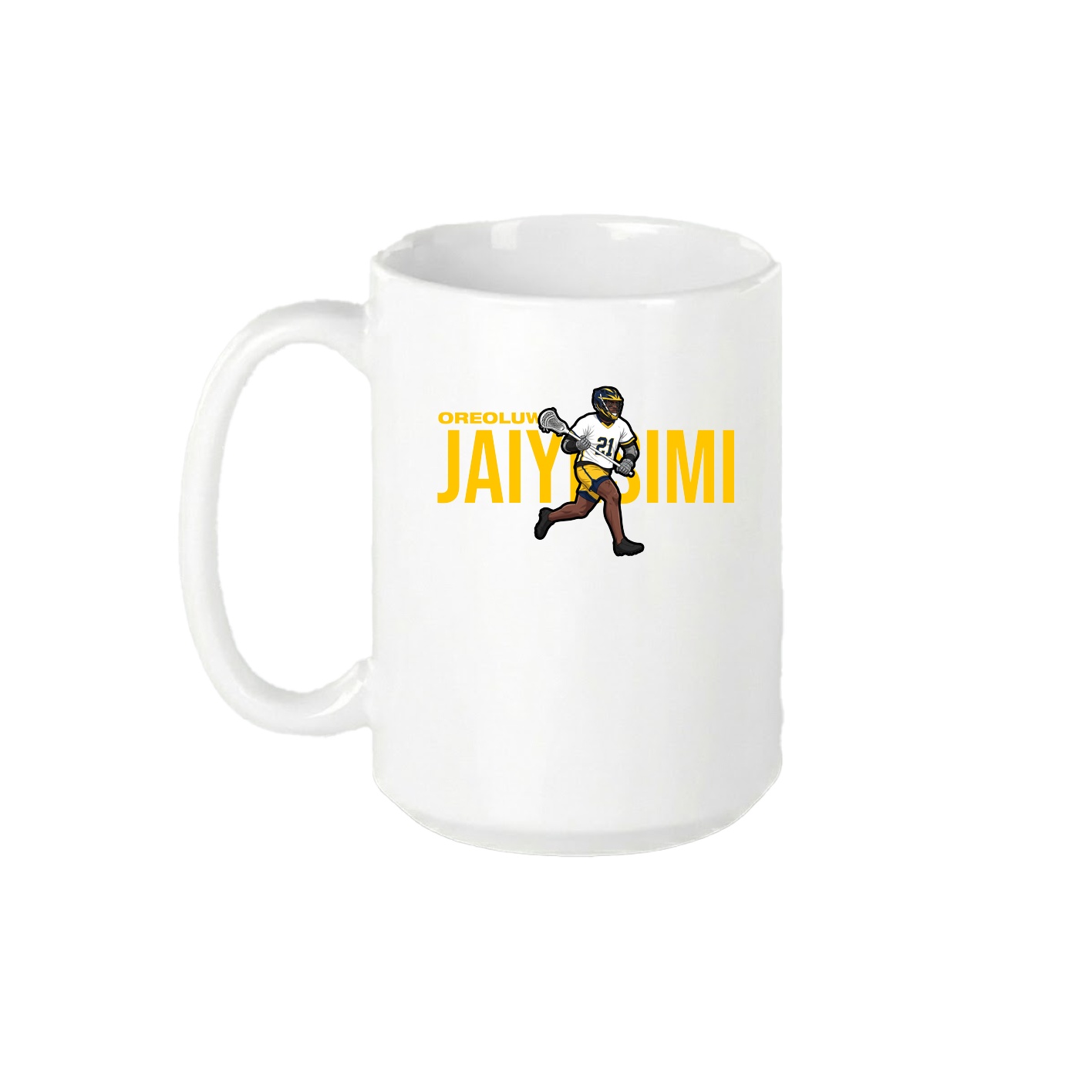 15oz Coffee Mug — Player Name in White