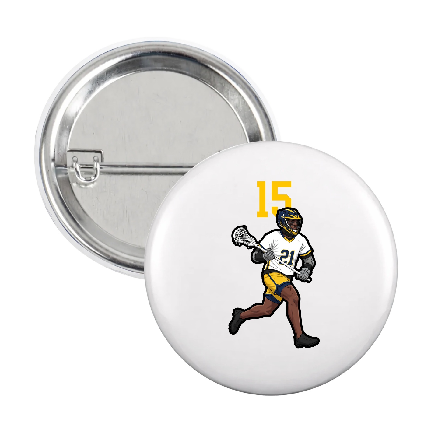 Game Day Button — Number Top in White