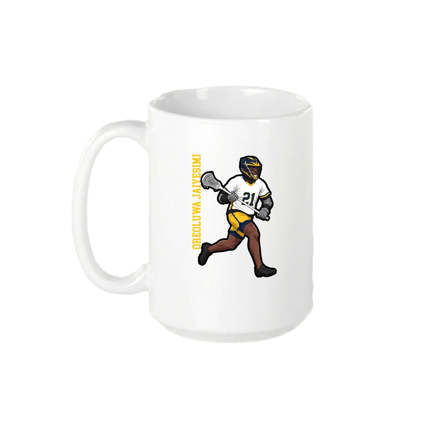 15oz Coffee Mug — Name Vertical in White