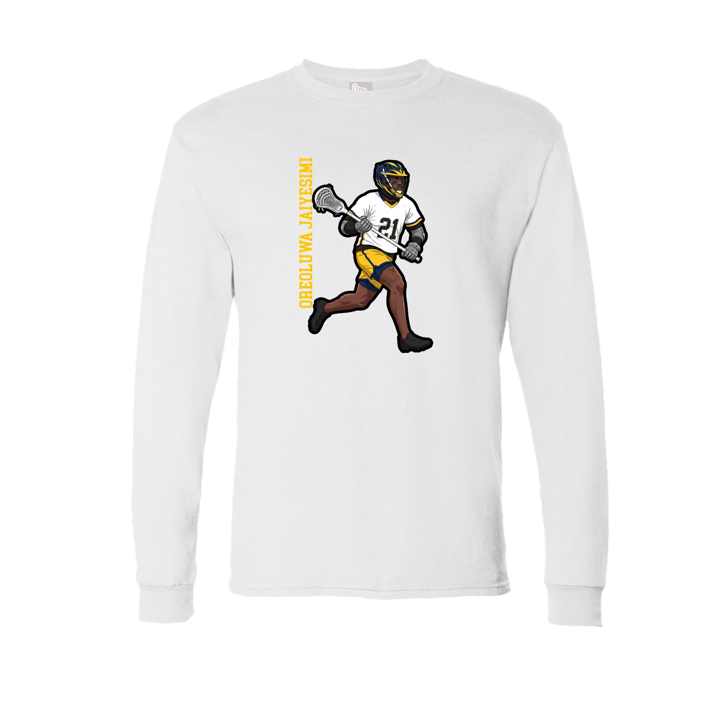 Long Sleeve Tee — Name Vertical in White