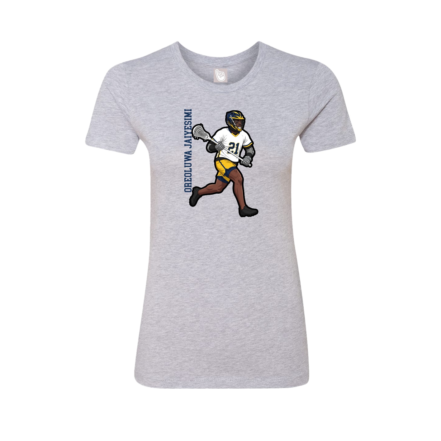 Fitted Women's Tee — Name Vertical in Grey