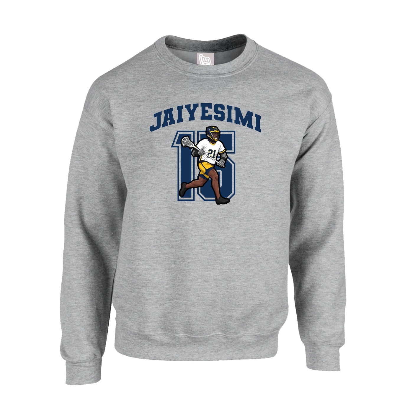 Fleece Crew — Number in Grey