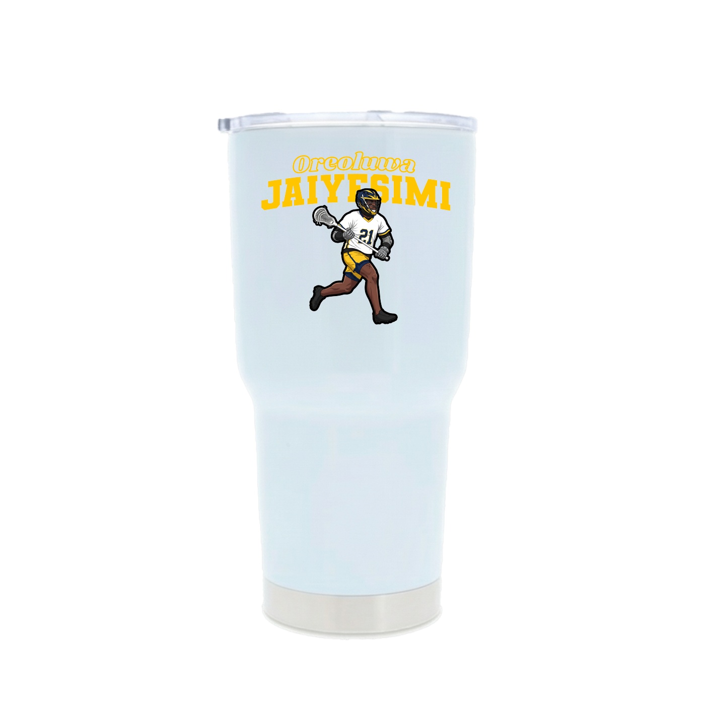 30oz Stainless Steel Tumbler — Name Arch in White