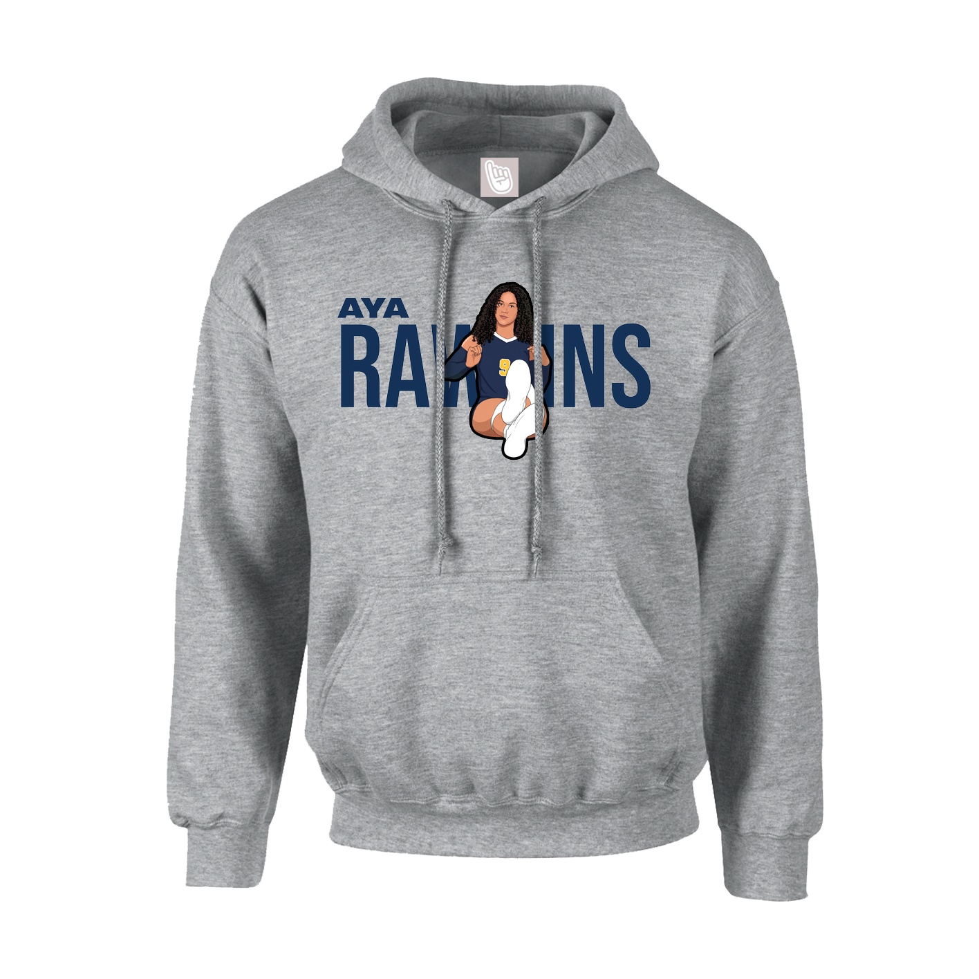Hoodie — Player Name in Grey