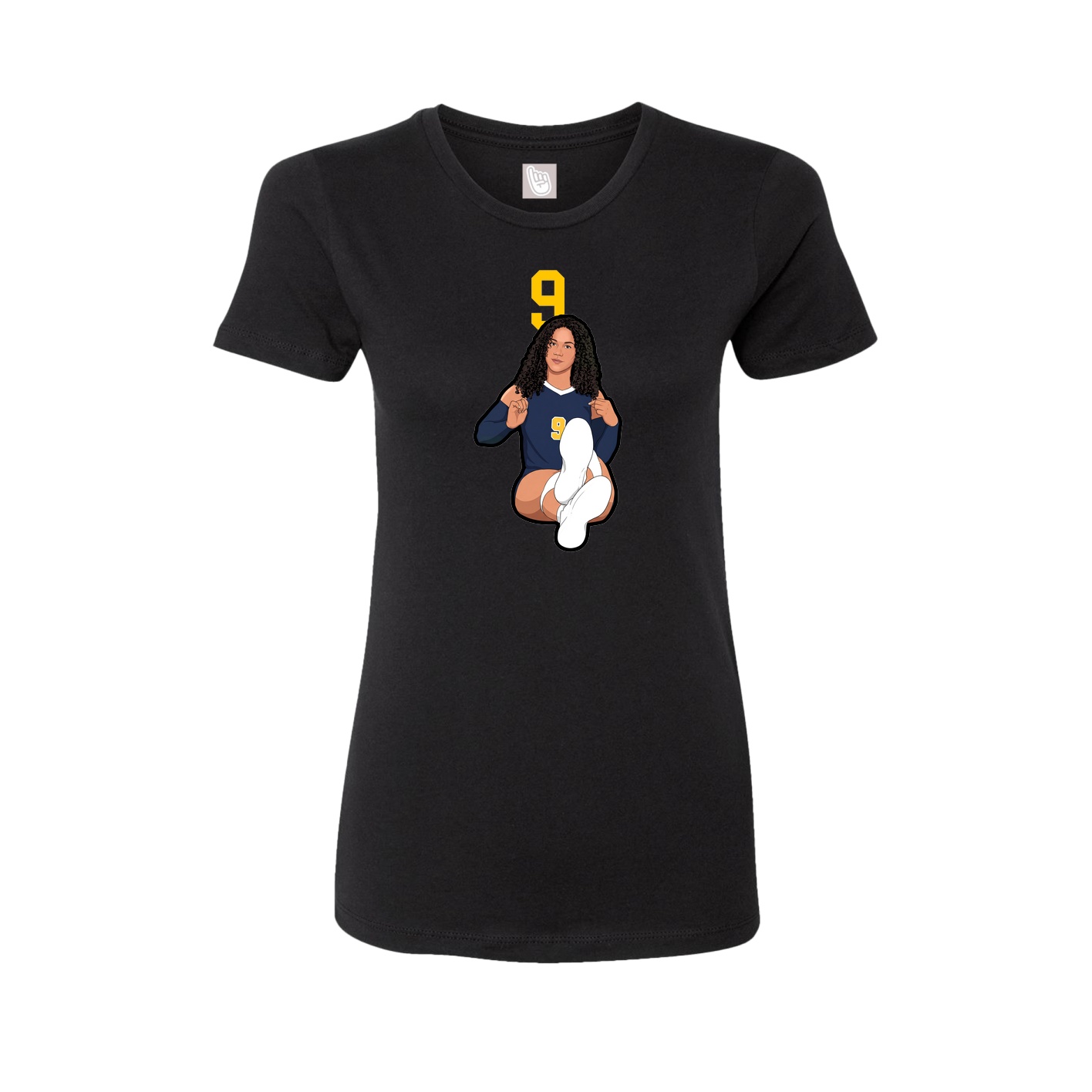 Fitted Women's Tee — Number Top in Black