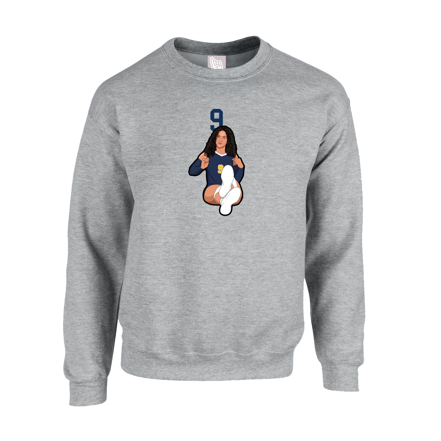 Fleece Crew — Number Top in Grey