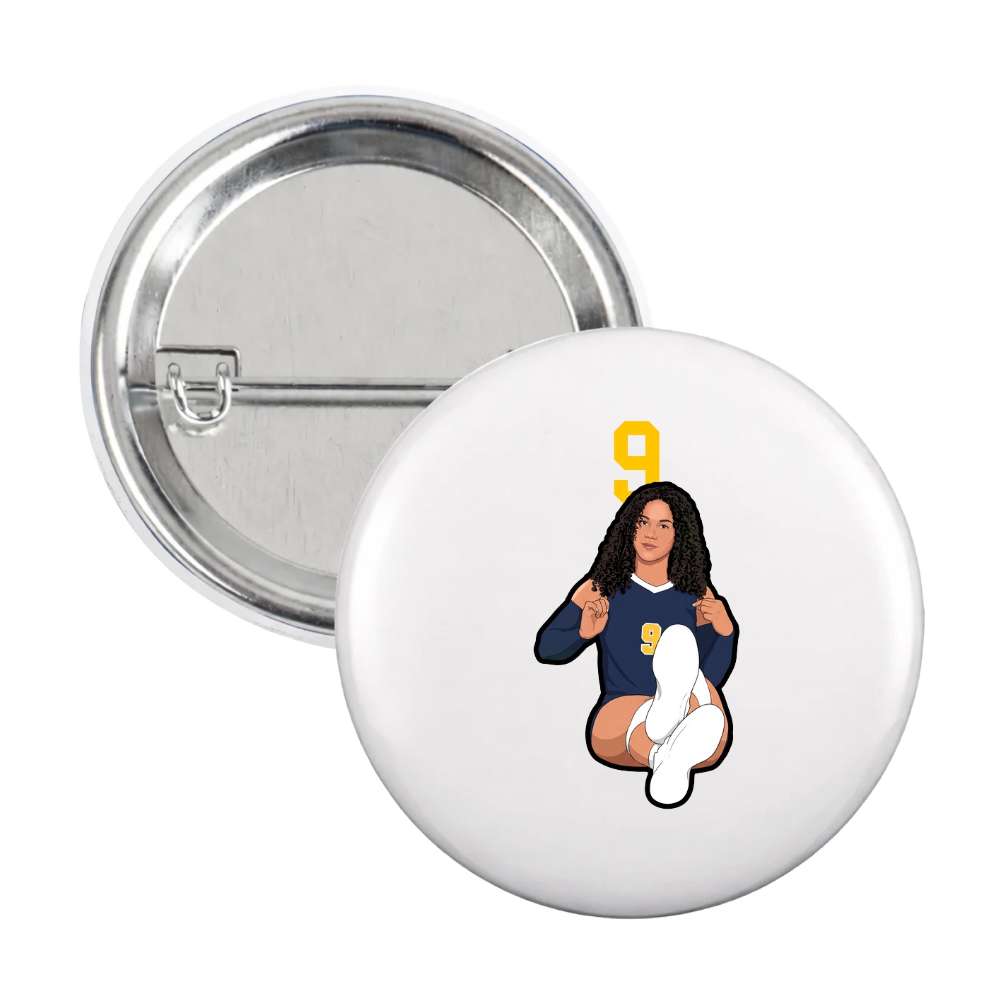 Game Day Button — Number Top in White
