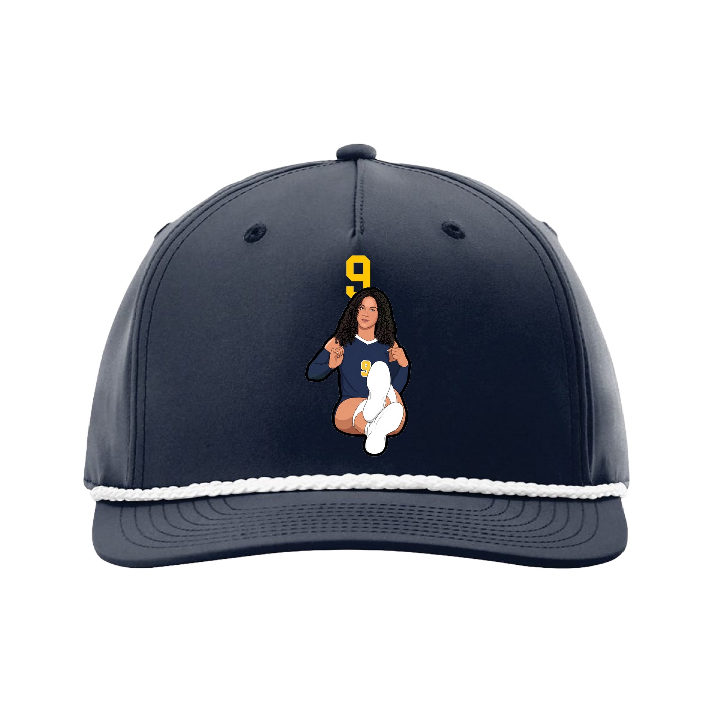 Five-Panel Classic Rope Cap — Number Top in Navy
