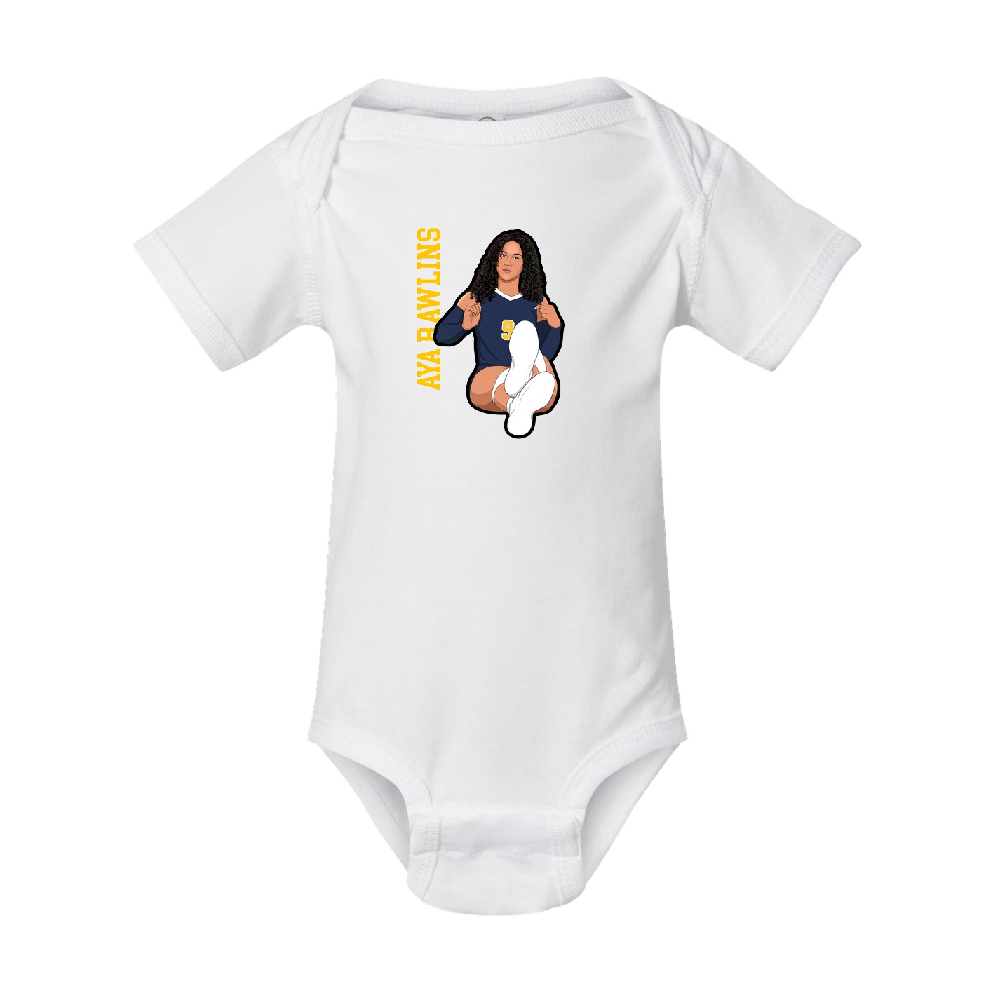 Baby Onesie — Name Vertical in White
