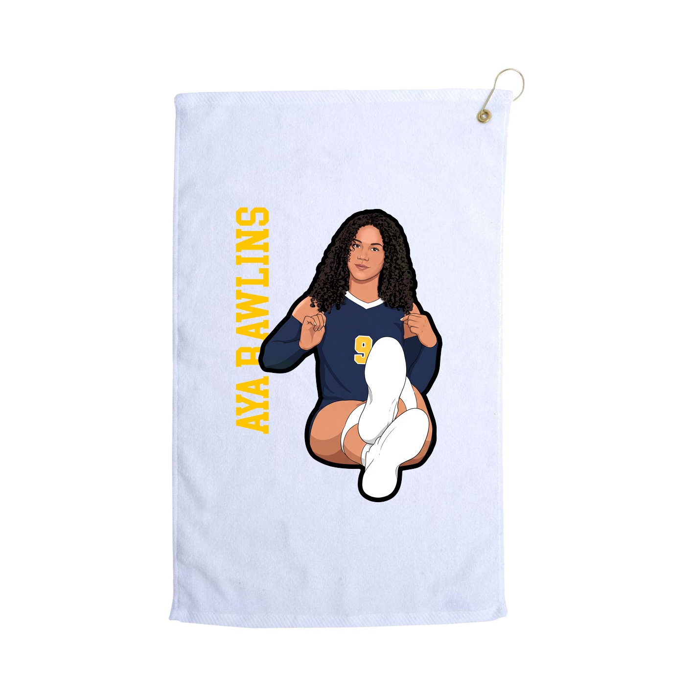 Golf Towel — Name Vertical in White