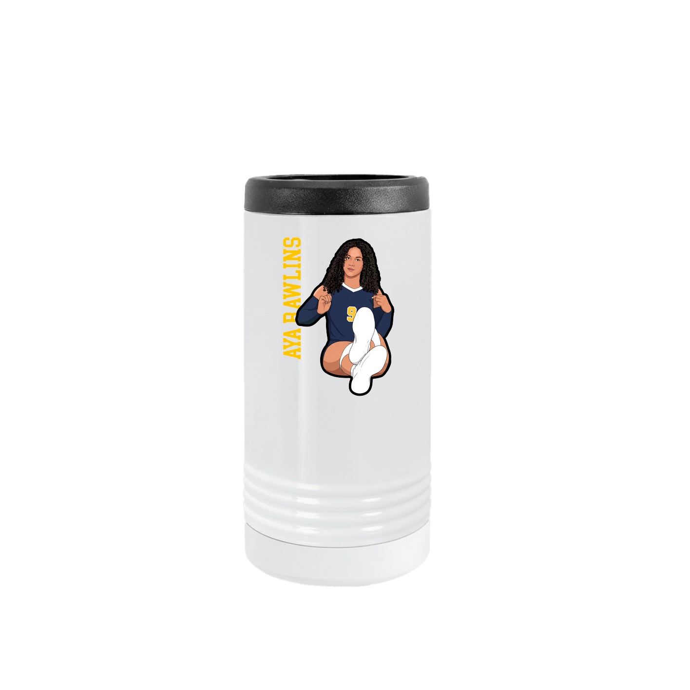 Slim Beverage Holder — Name Vertical in White