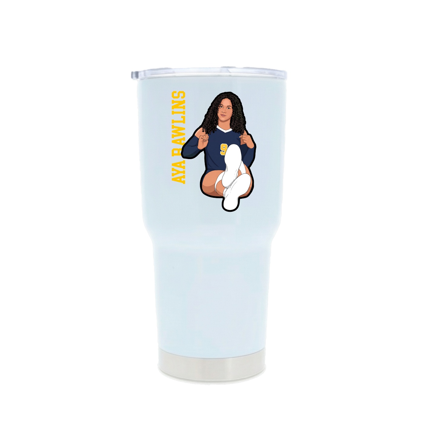 30oz Stainless Steel Tumbler — Name Vertical in White