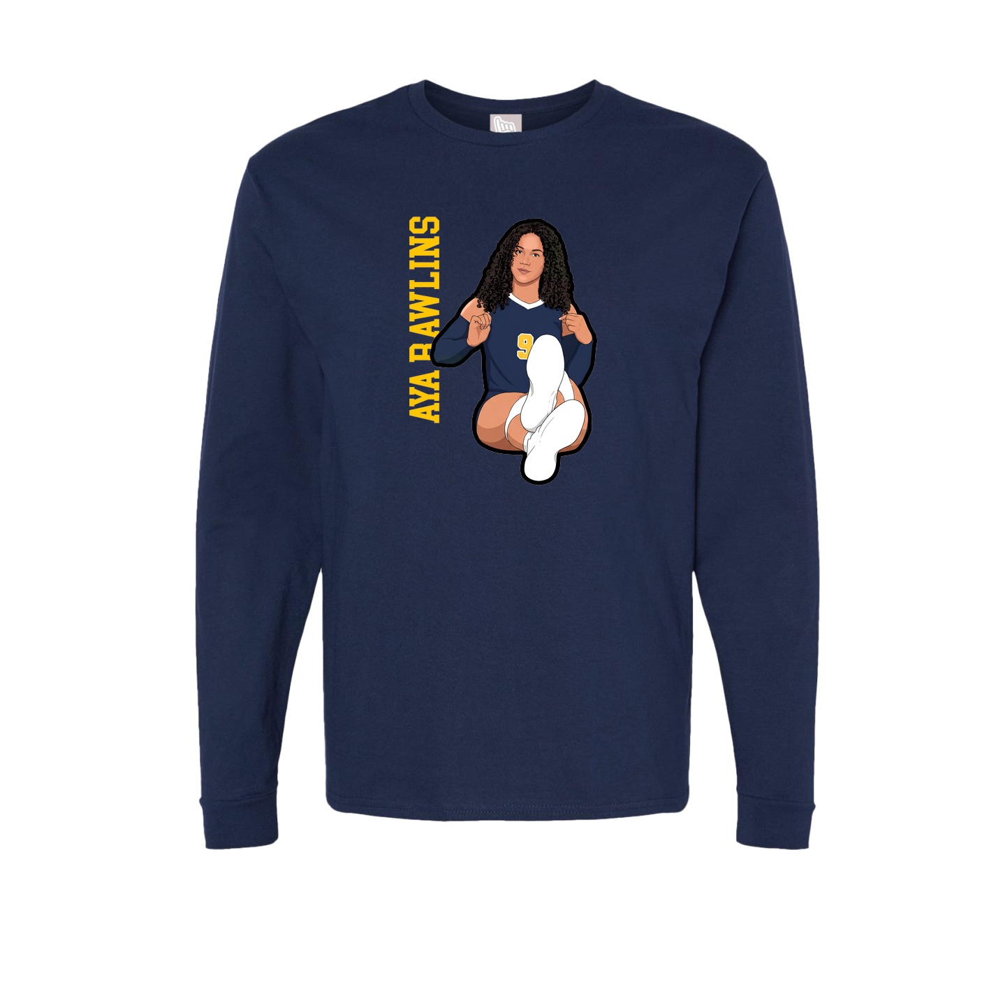 Long Sleeve Tee — Name Vertical in Navy