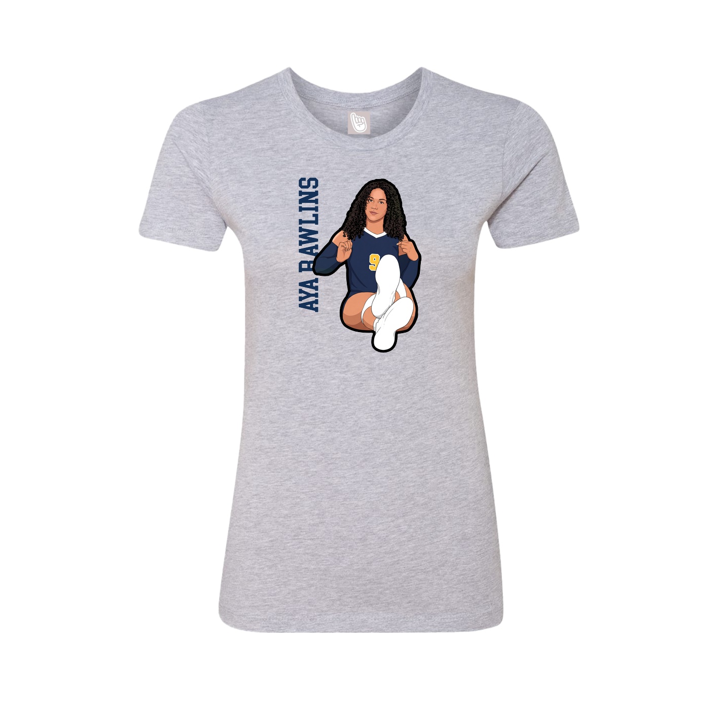 Fitted Women's Tee — Name Vertical in Grey