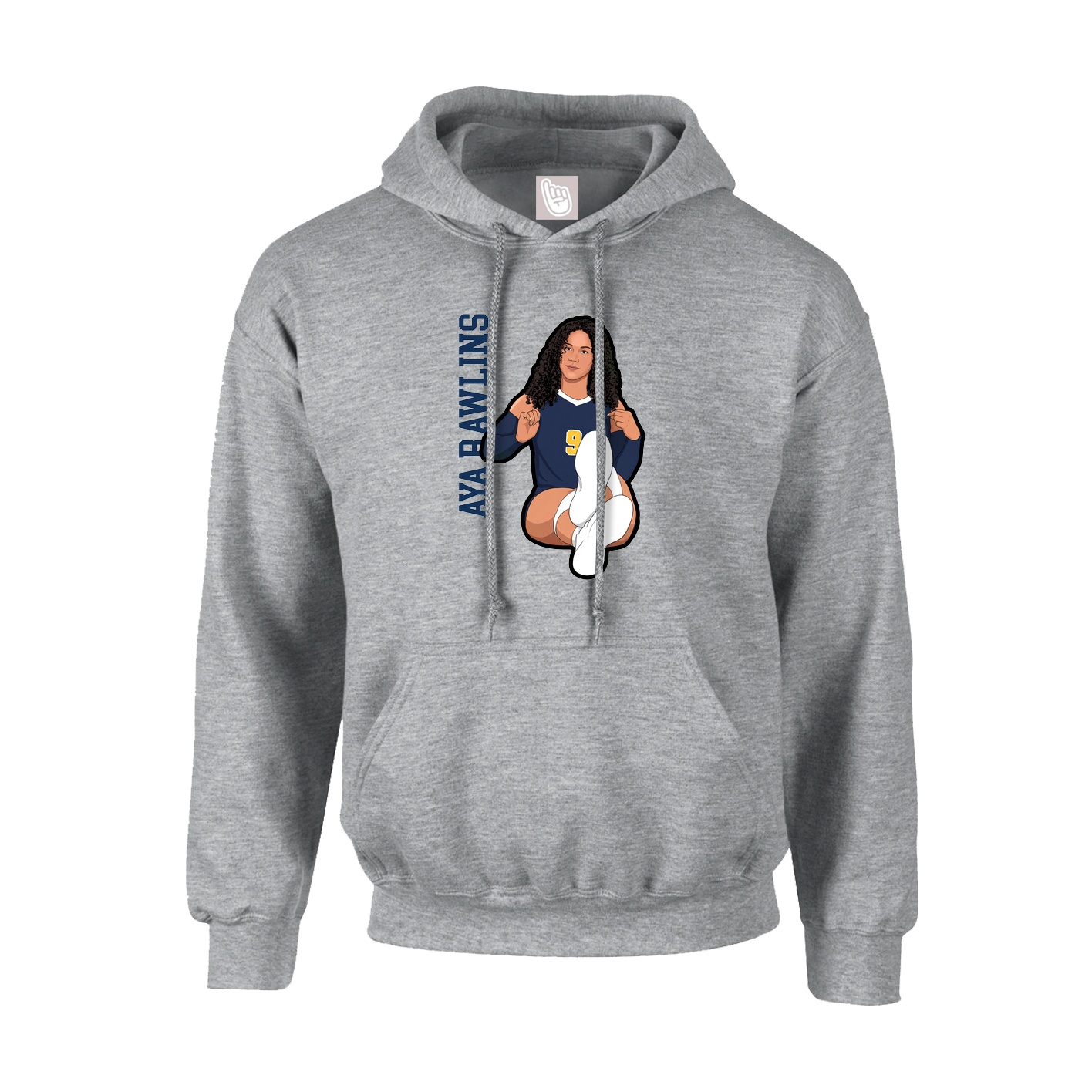 Hoodie — Name Vertical in Grey