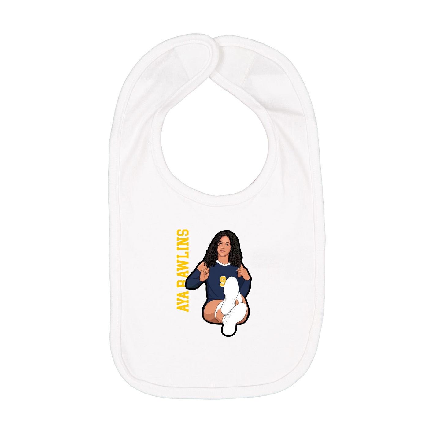 Infant Bib — Name Vertical in White