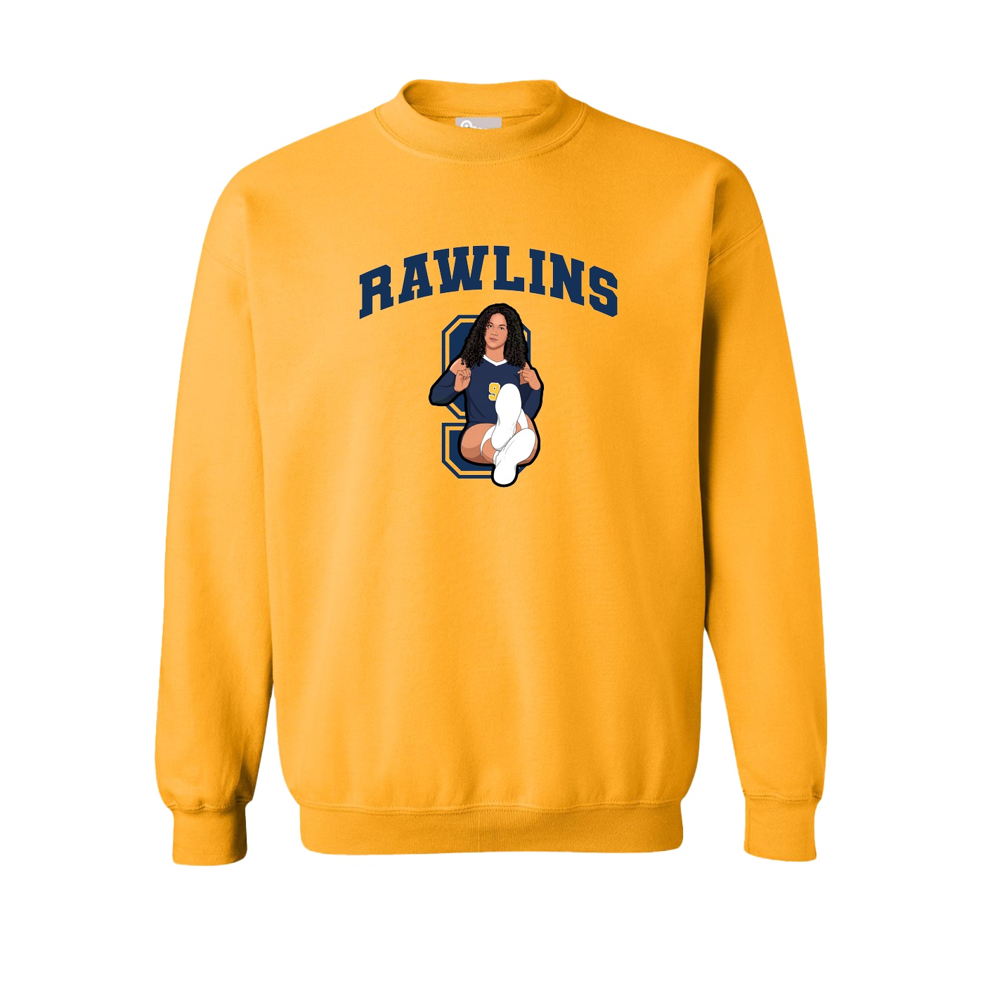 Fleece Crew — Number in Gold
