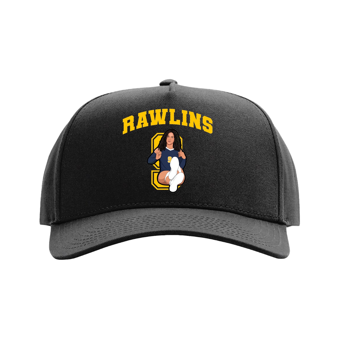 Full Fabric Five-Panel Champ Cap — Number in Black
