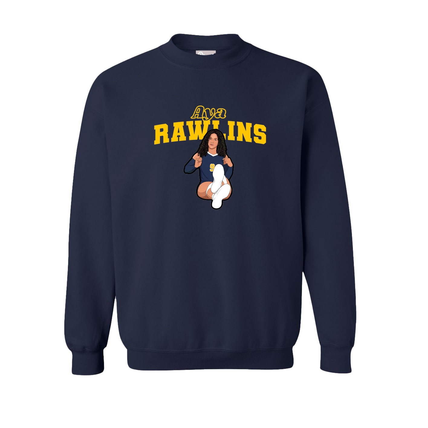 Fleece Crew — Name Arch in Navy