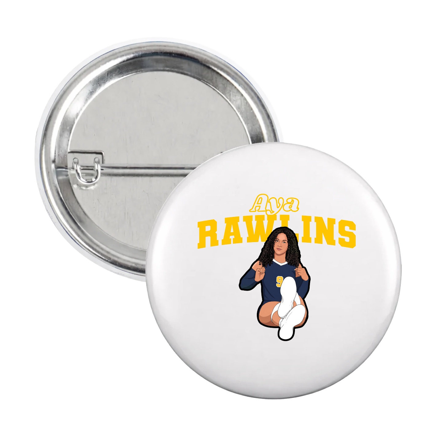 Game Day Button — Name Arch in White