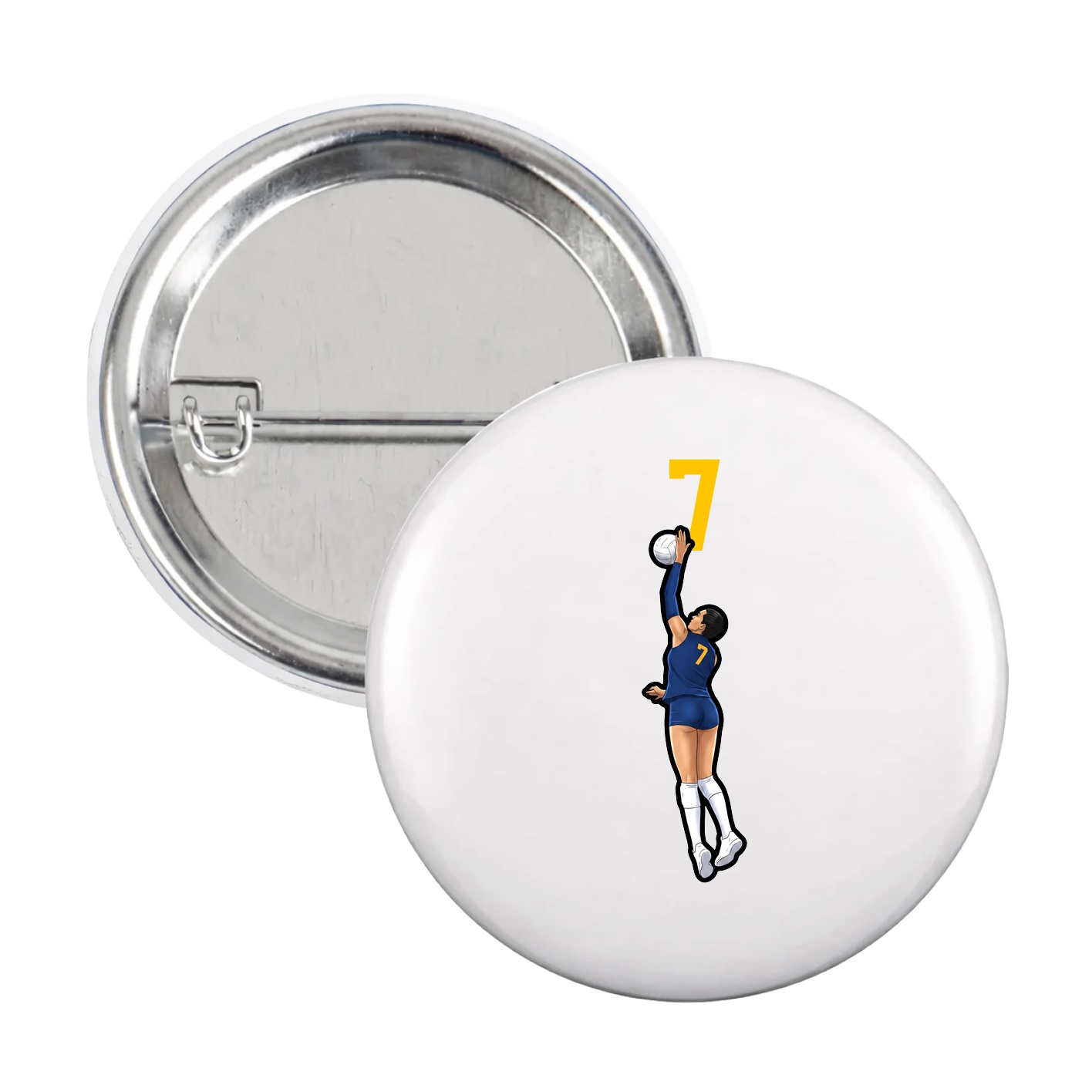 Game Day Button — Number Top in White