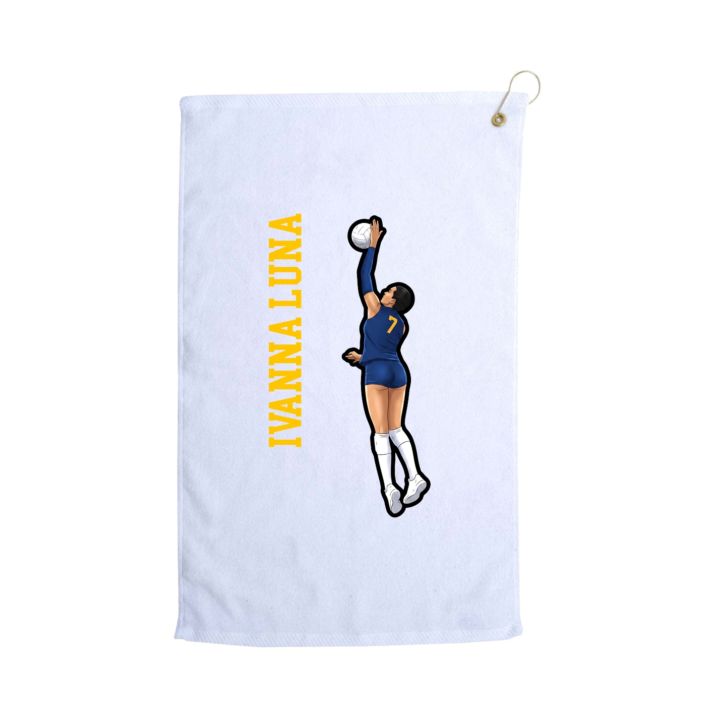 Golf Towel — Name Vertical in White