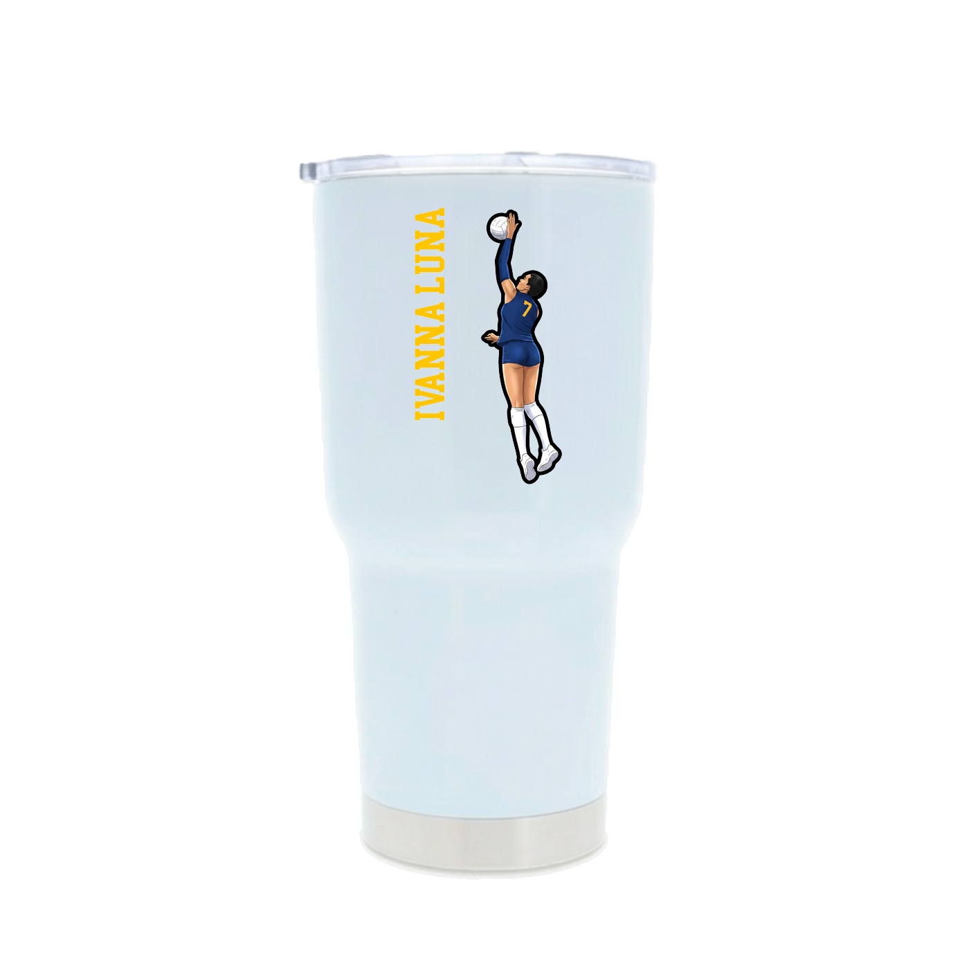 30oz Stainless Steel Tumbler — Name Vertical in White