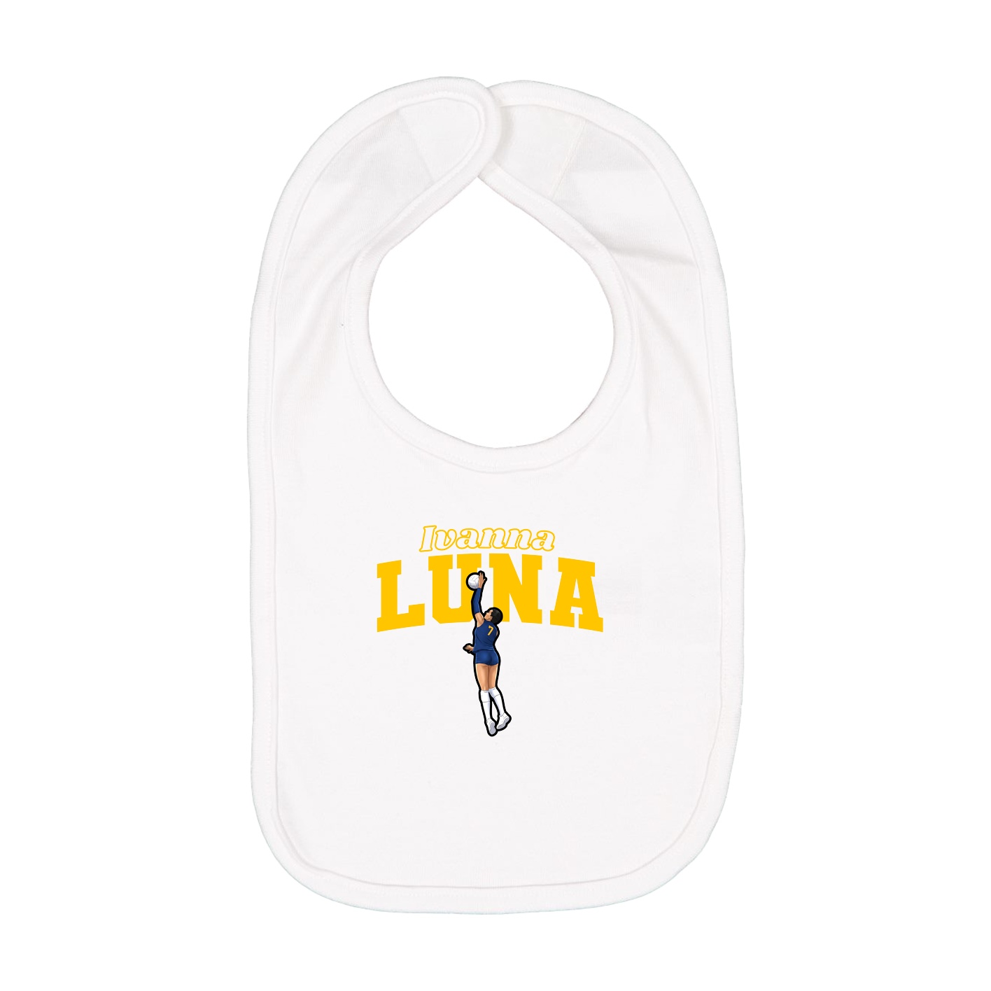 Infant Bib — Name Arch in White