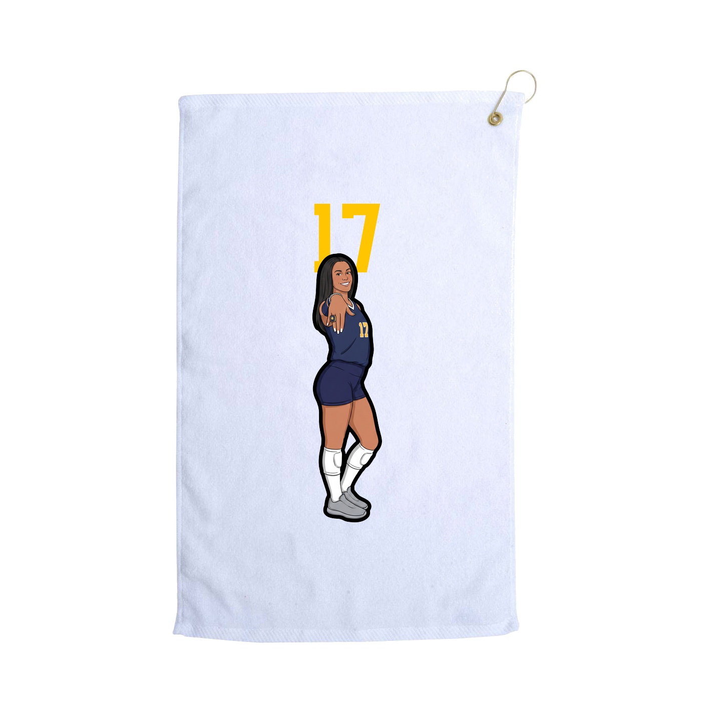 Golf Towel — Number Top in White