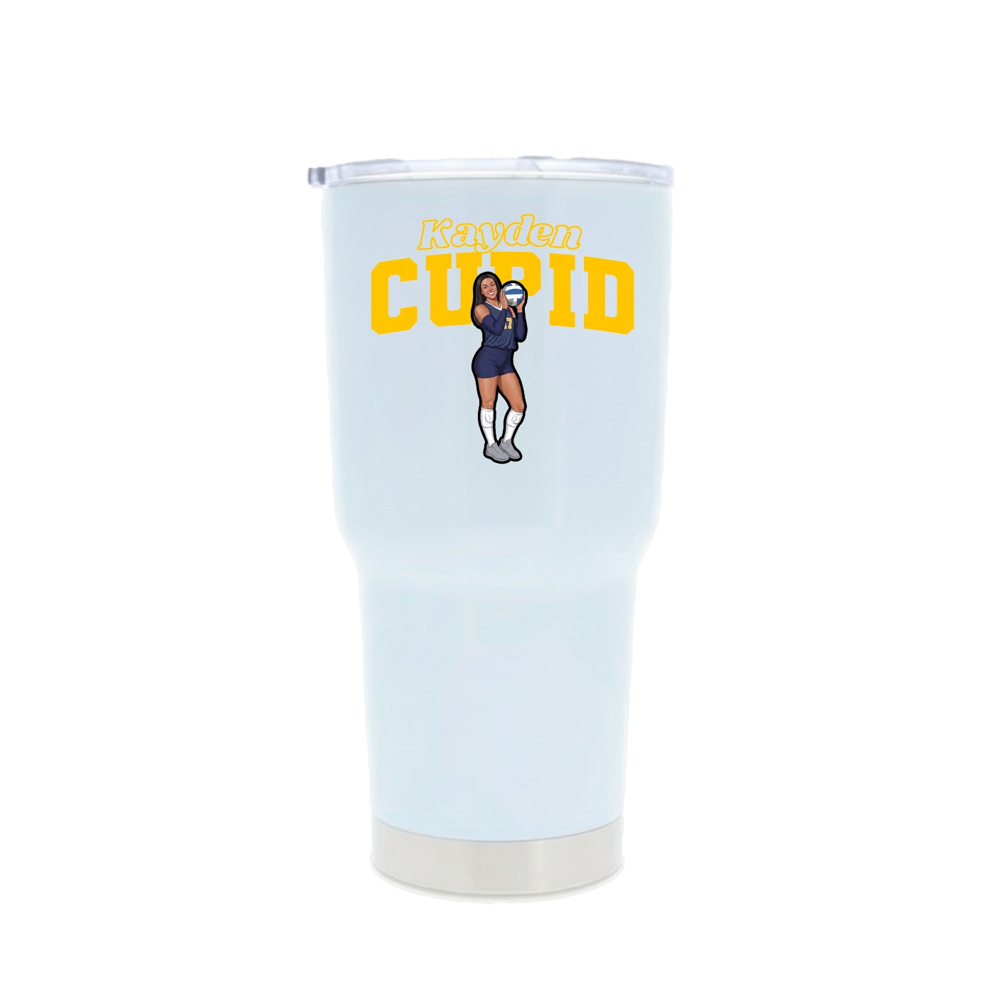 30oz Stainless Steel Tumbler — Name Arch in White