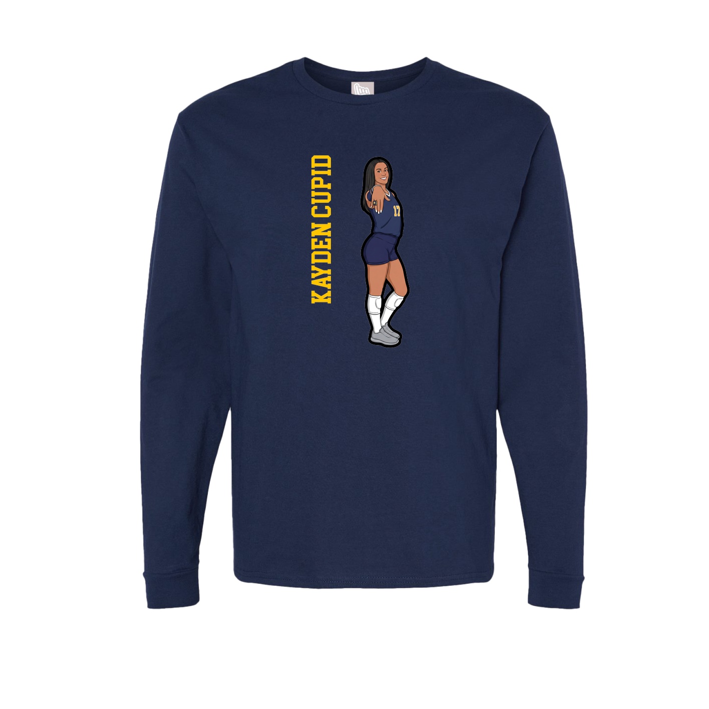 Long Sleeve Tee — Name Vertical in Navy