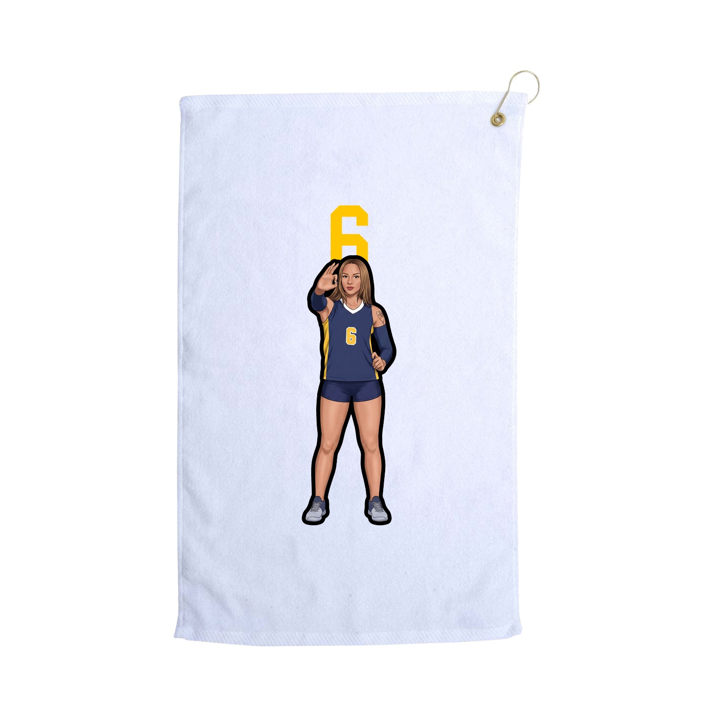 Golf Towel — Number Top in White
