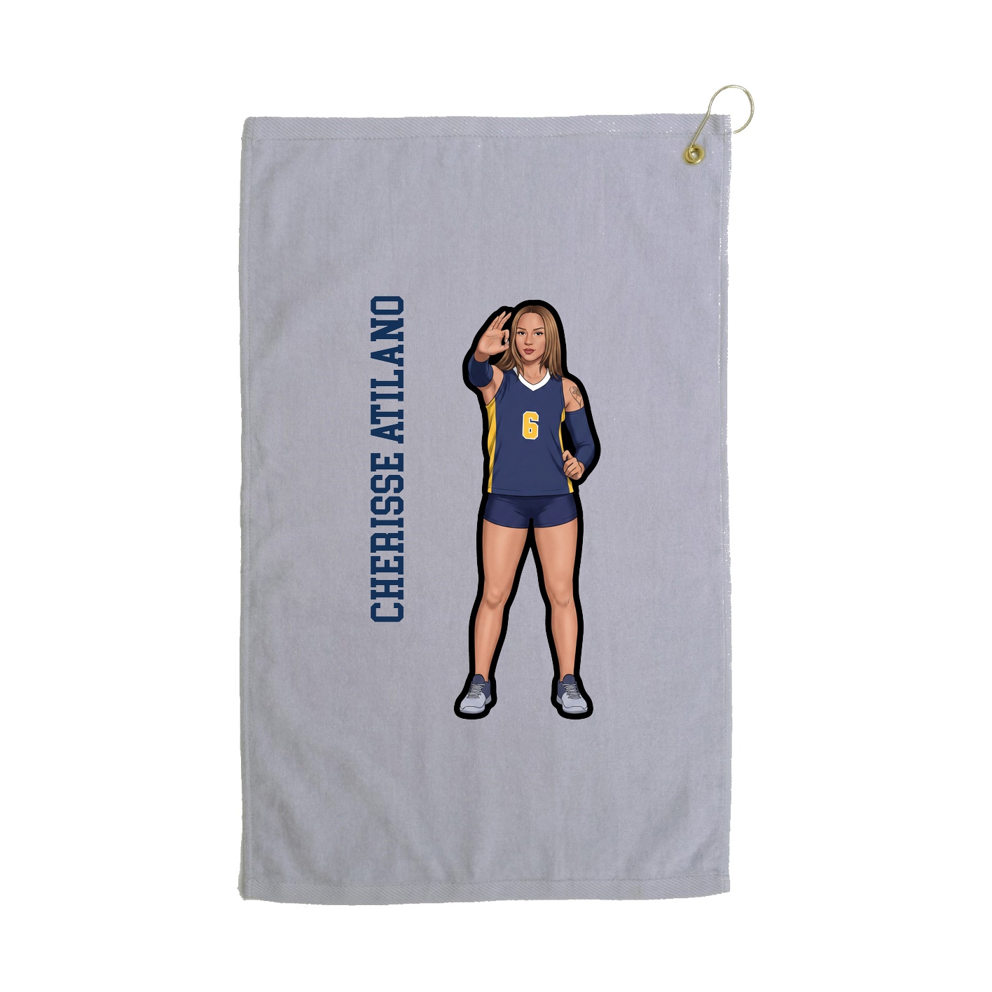 Golf Towel — Name Vertical in Grey