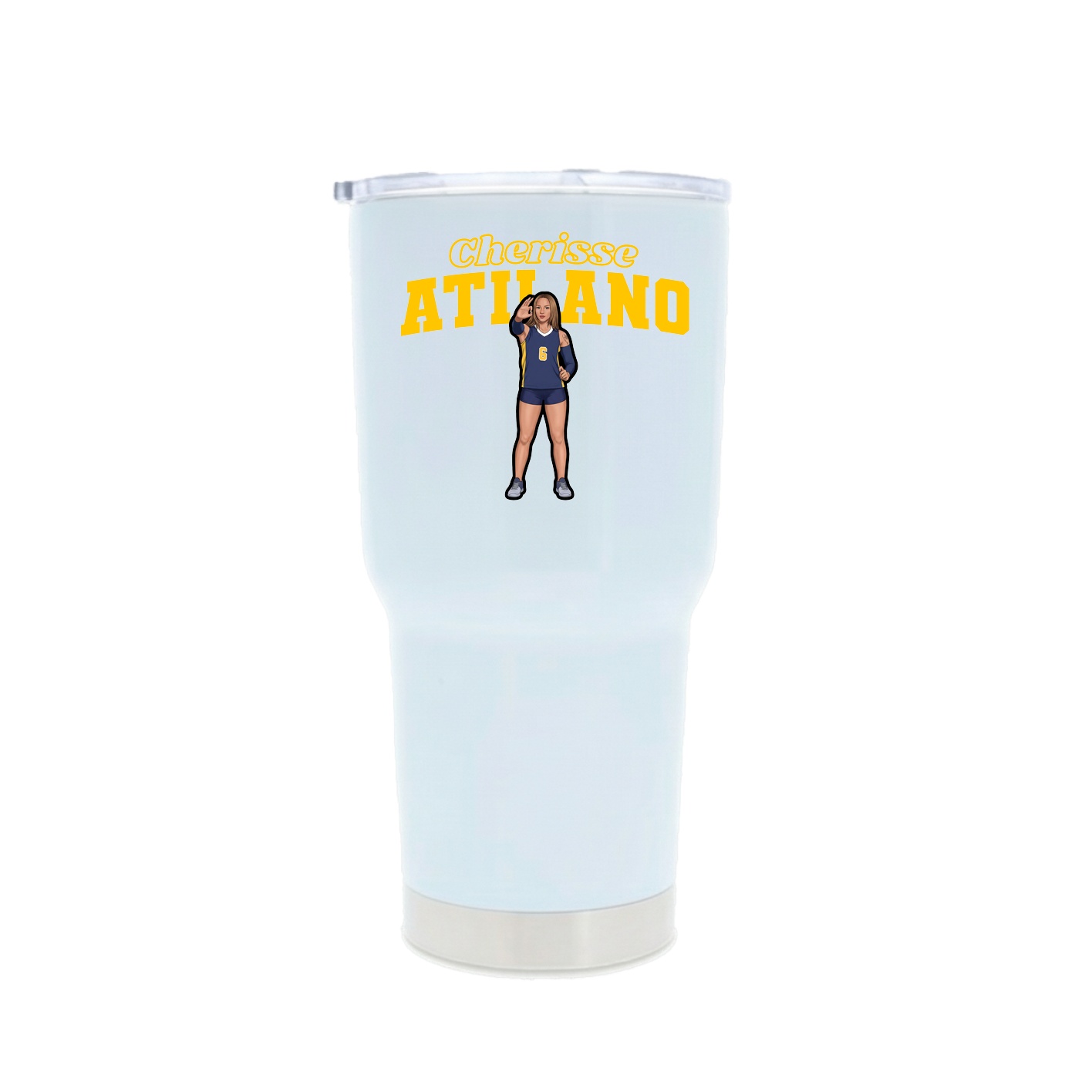 30oz Stainless Steel Tumbler — Name Arch in White