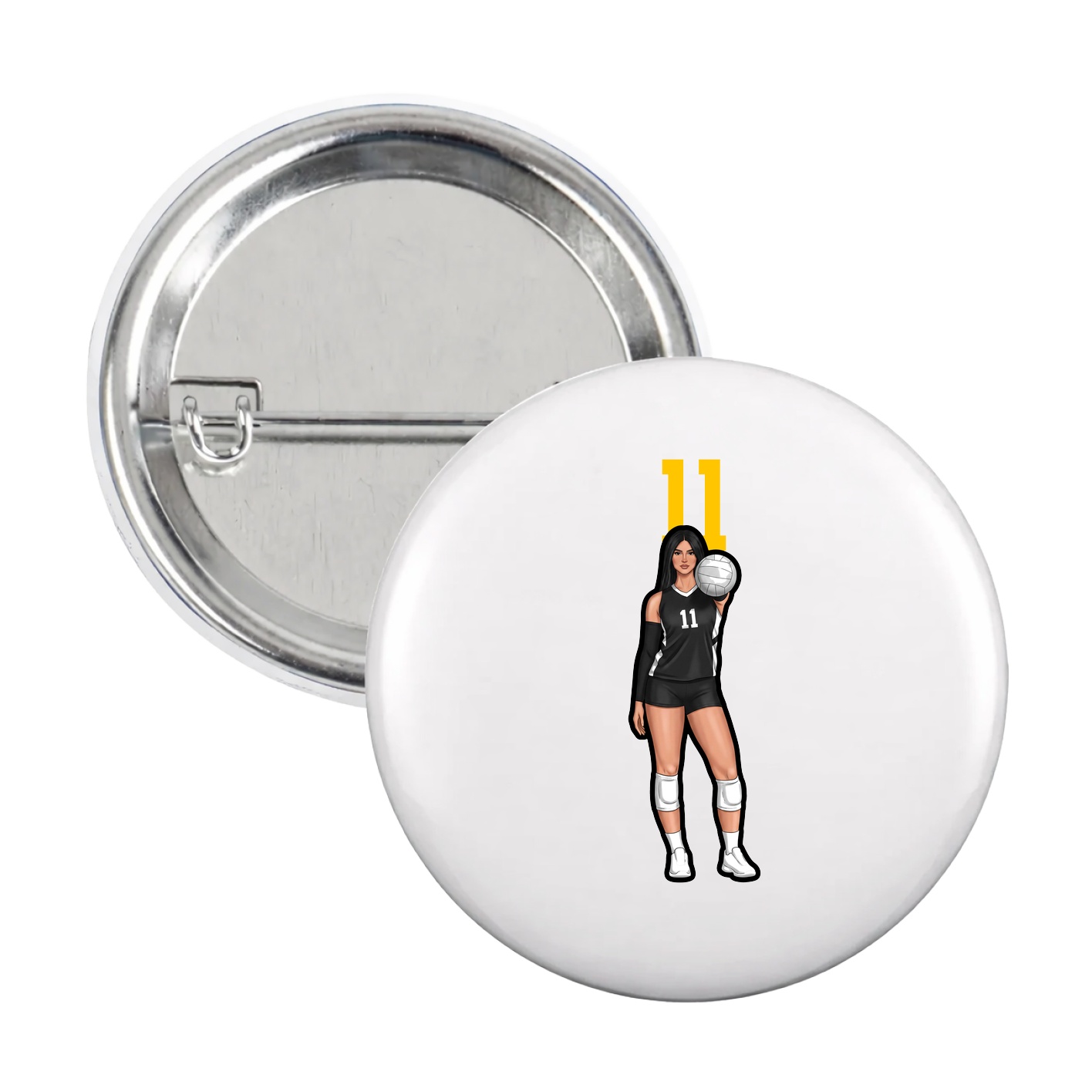 Game Day Button — Number Top in White