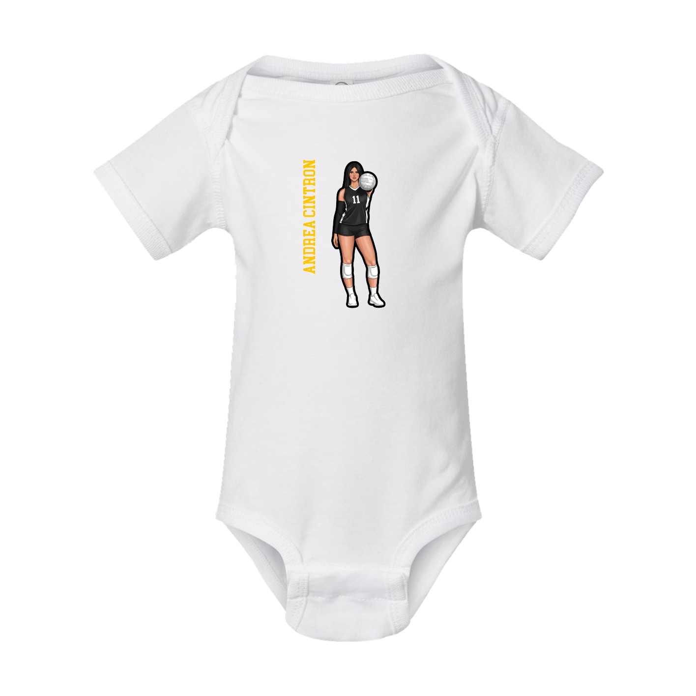Baby Onesie — Name Vertical in White