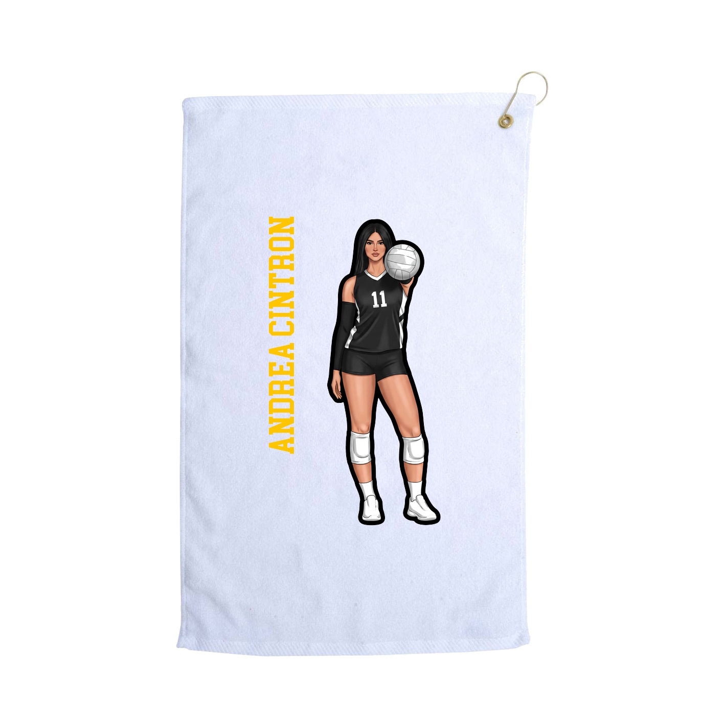 Golf Towel — Name Vertical in White