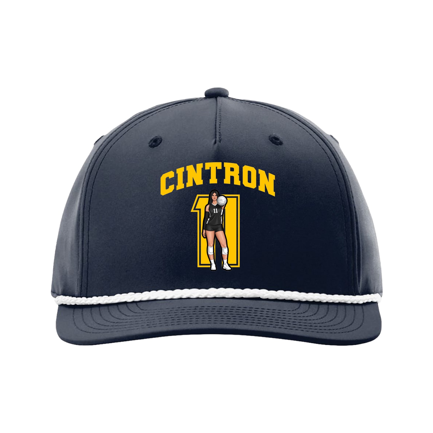 Five-Panel Classic Rope Cap — Number in Navy