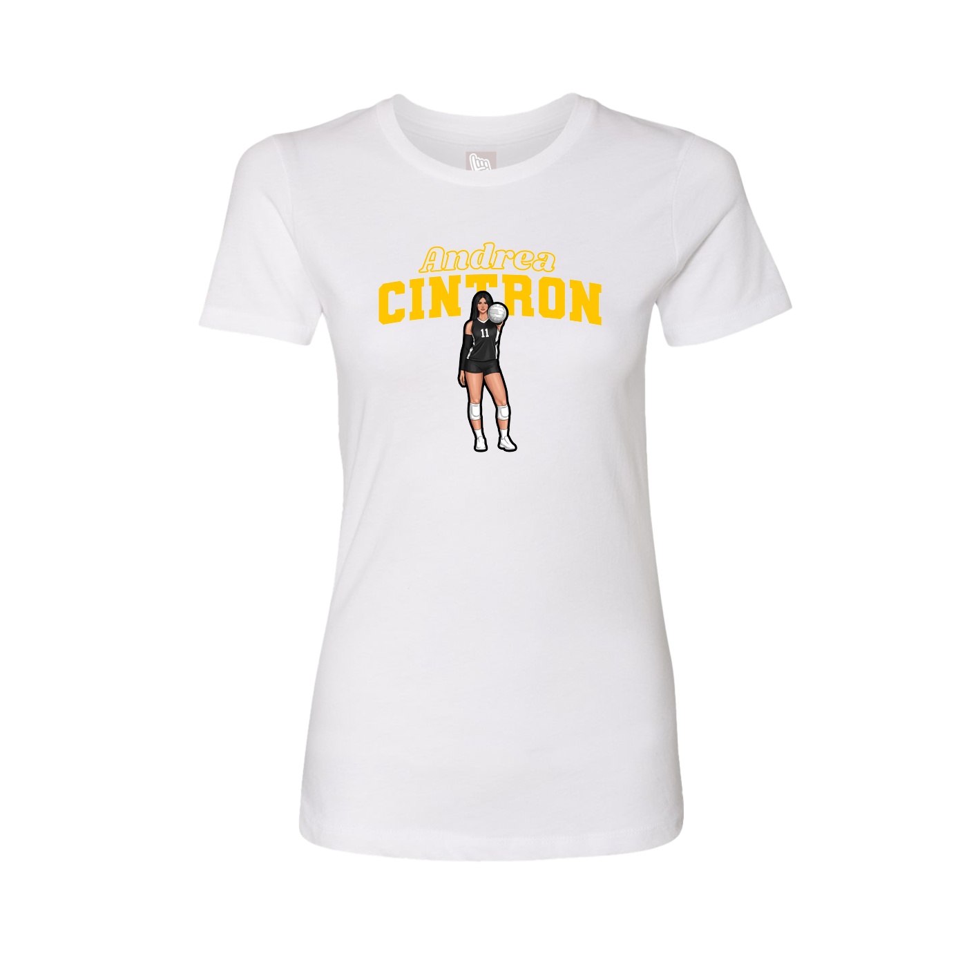 Fitted Women's Tee — Name Arch in White