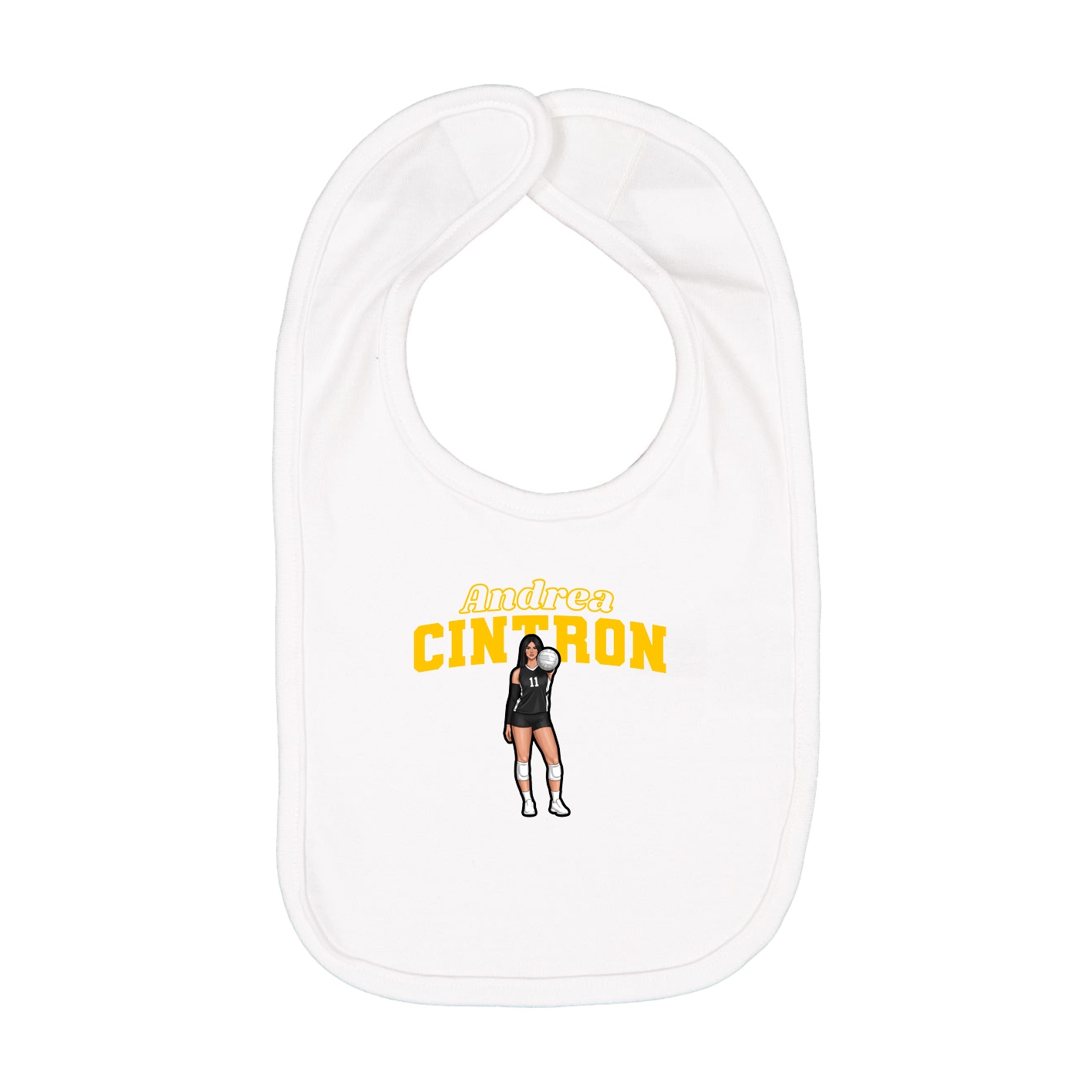 Infant Bib — Name Arch in White