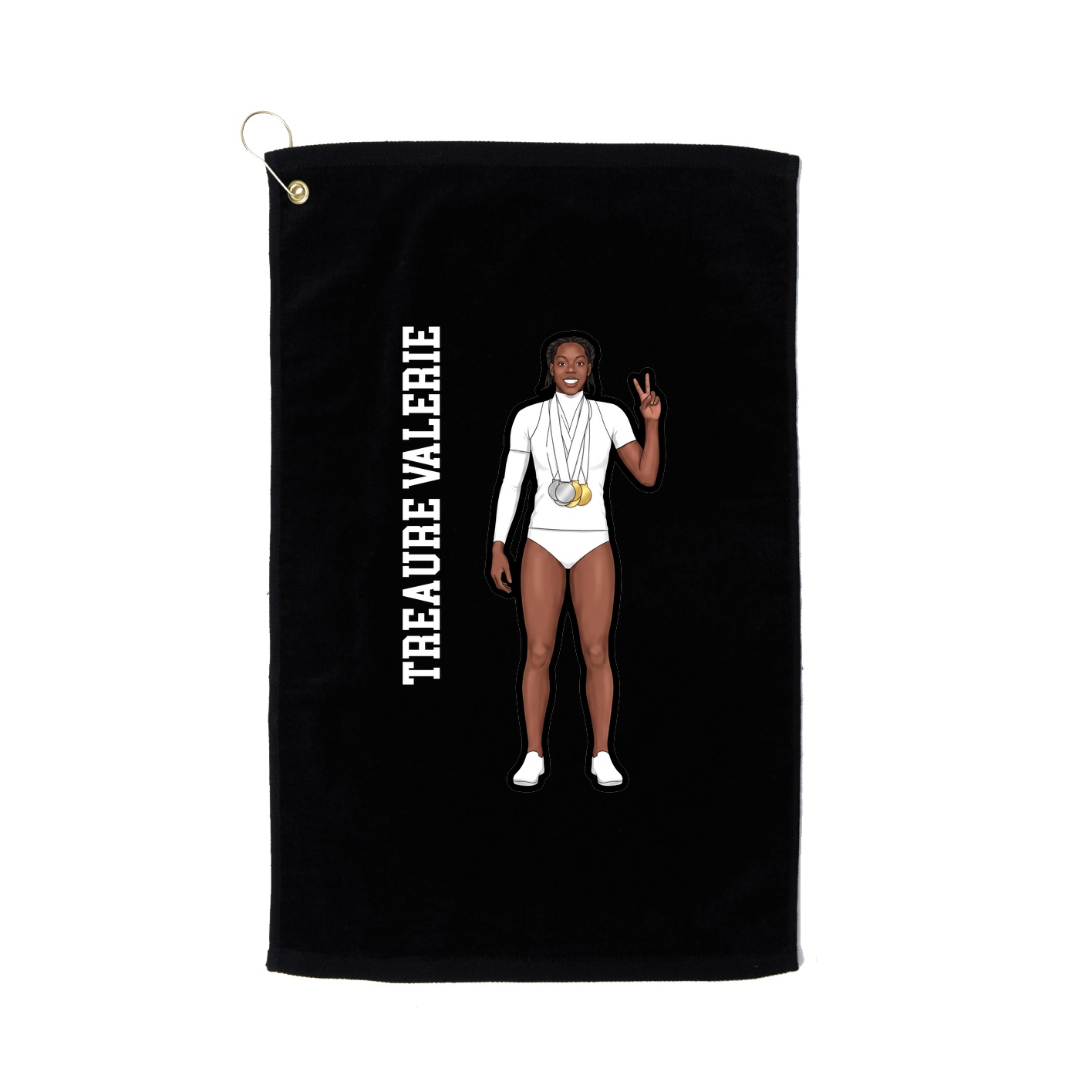 Golf Towel — Name Vertical in Black