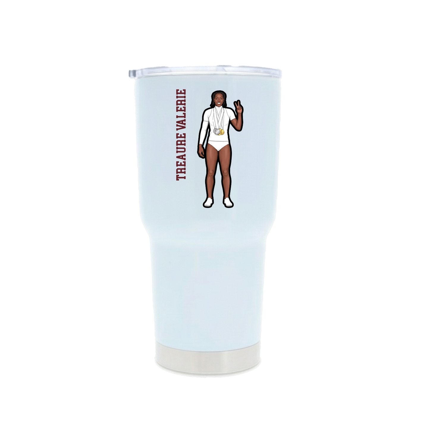 30oz Stainless Steel Tumbler — Name Vertical in White