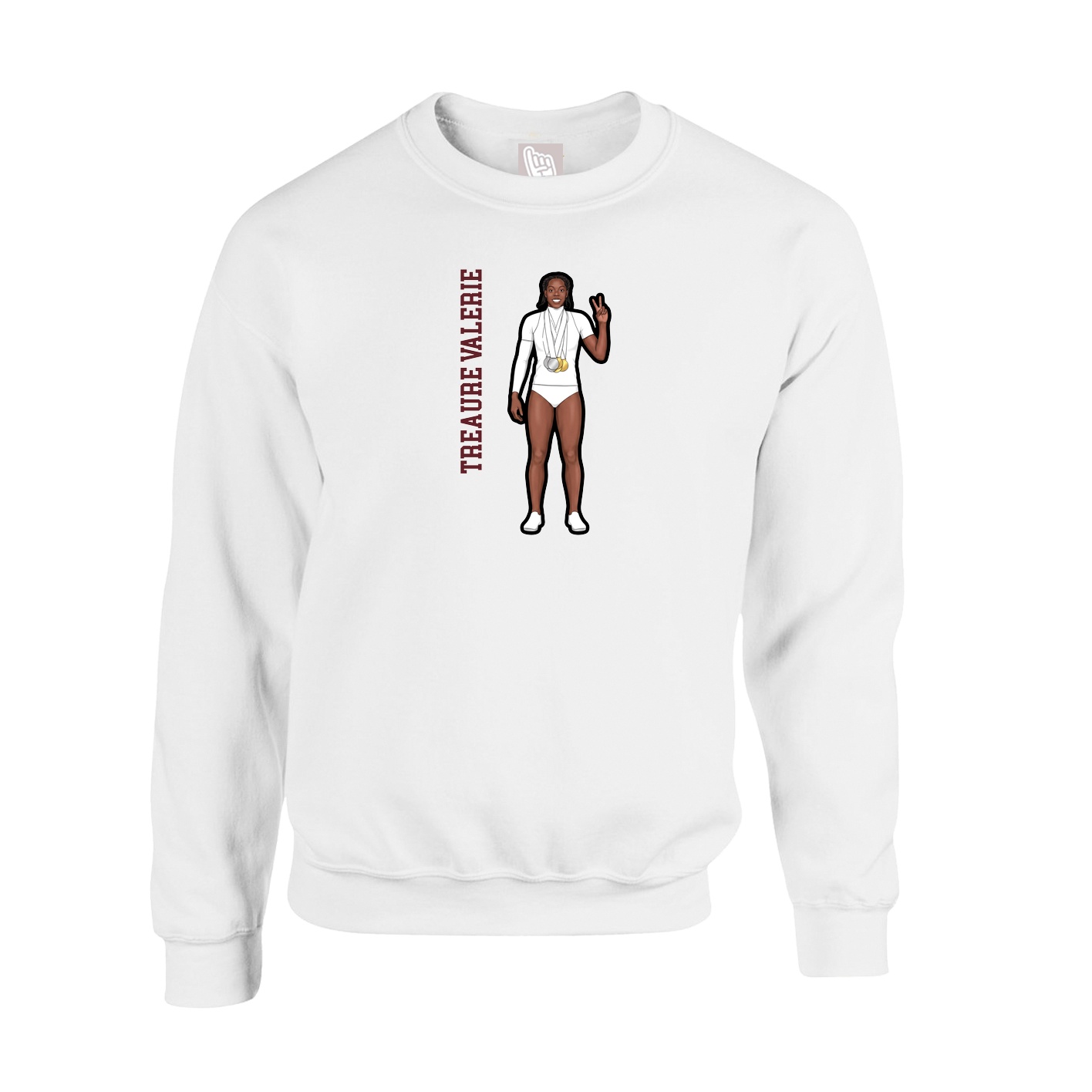 Fleece Crew — Name Vertical in White