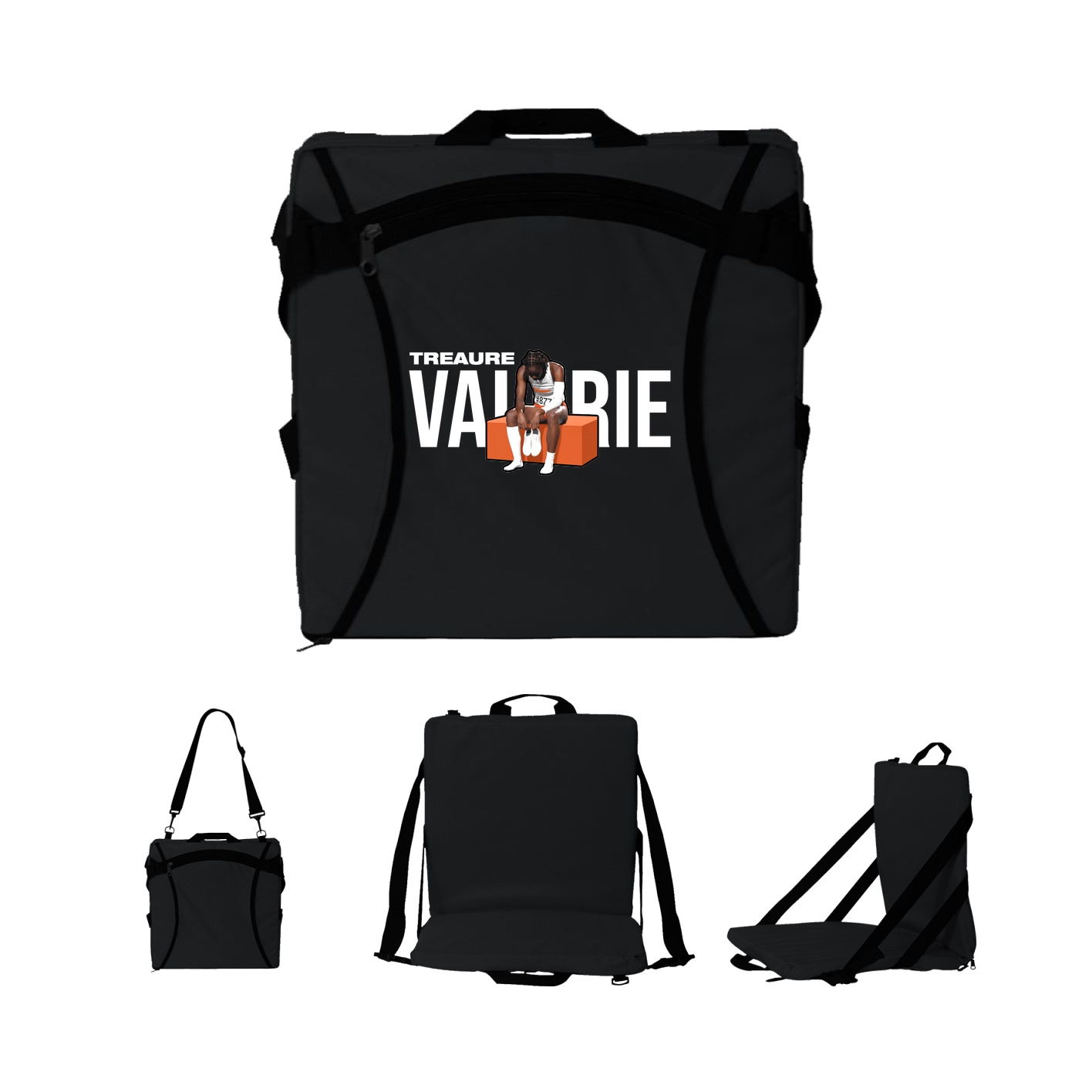 Folding Stadium Seat — Player Name in Black