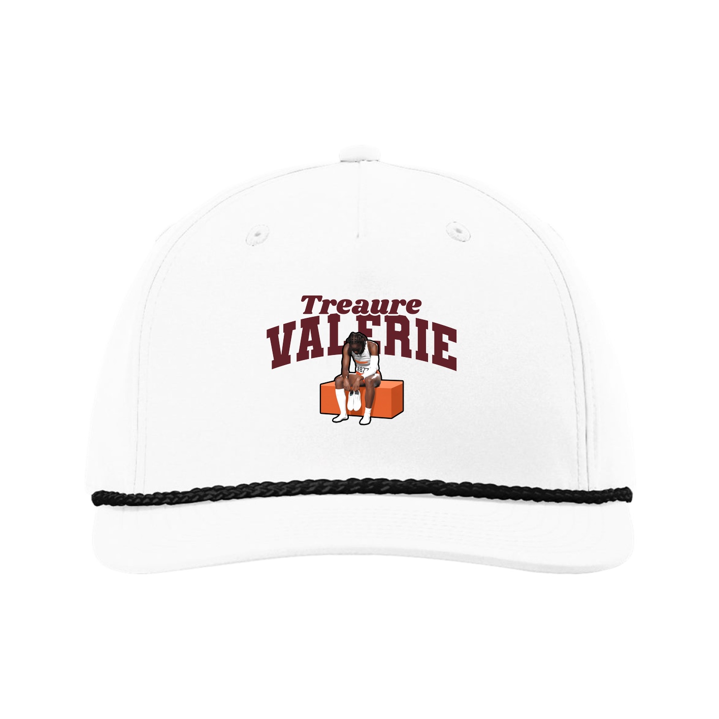 Five-Panel Classic Rope Cap — Signature Arch in White