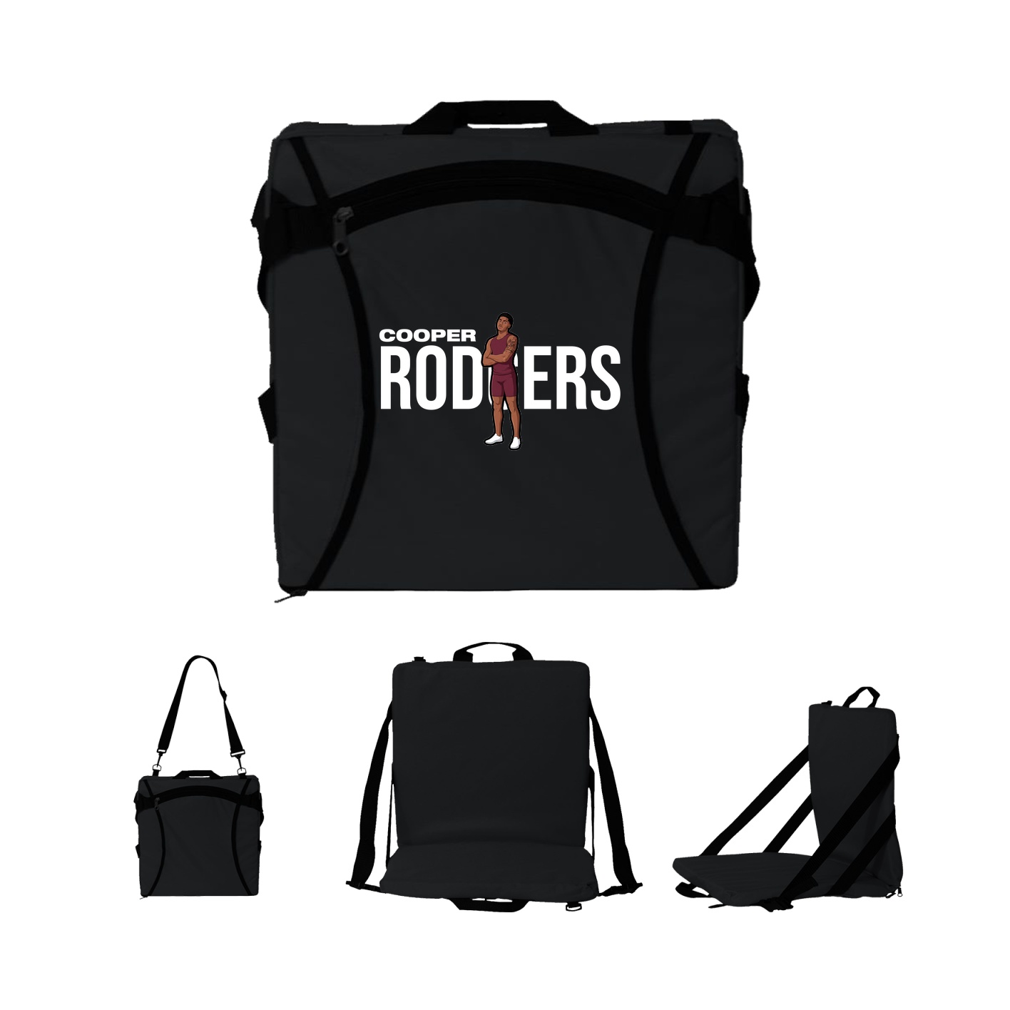 Folding Stadium Seat — Player Name in Black