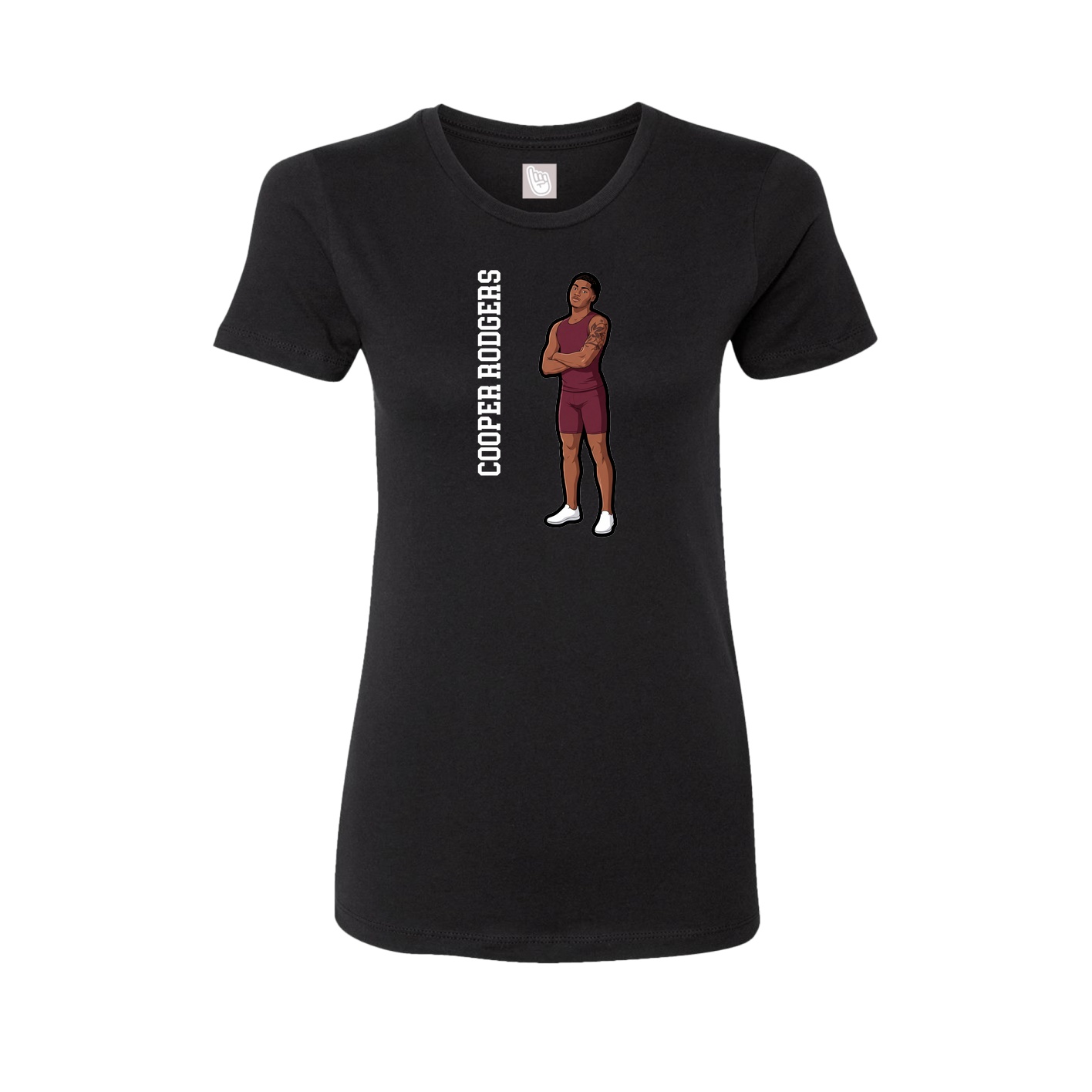 Fitted Women's Tee — Name Vertical in Black
