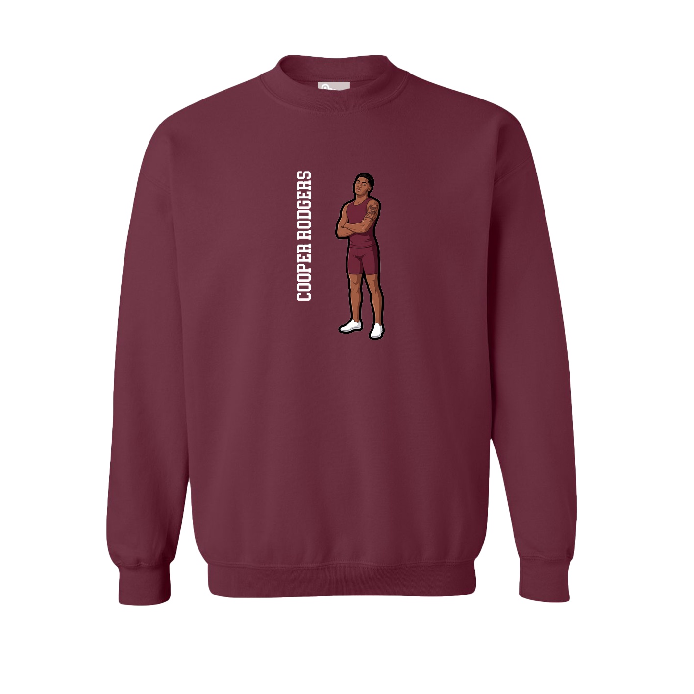 Fleece Crew — Name Vertical in Maroon